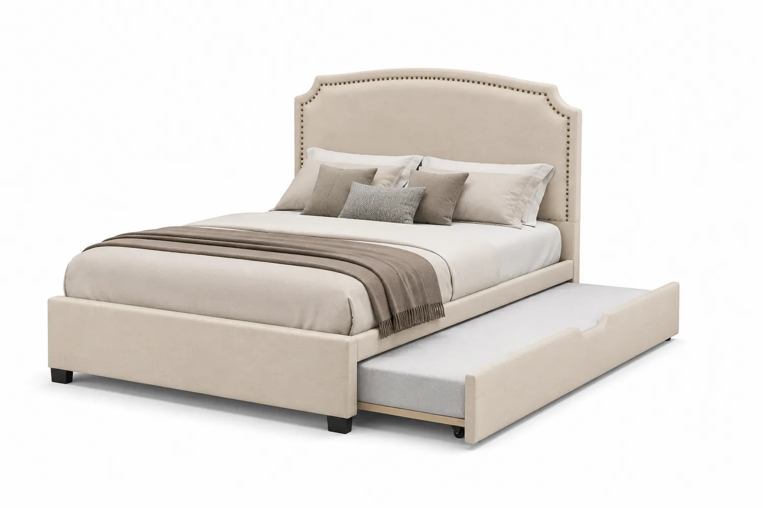 Polsterbett mit Stauraum Beige Mikrofaser 200x160 cm