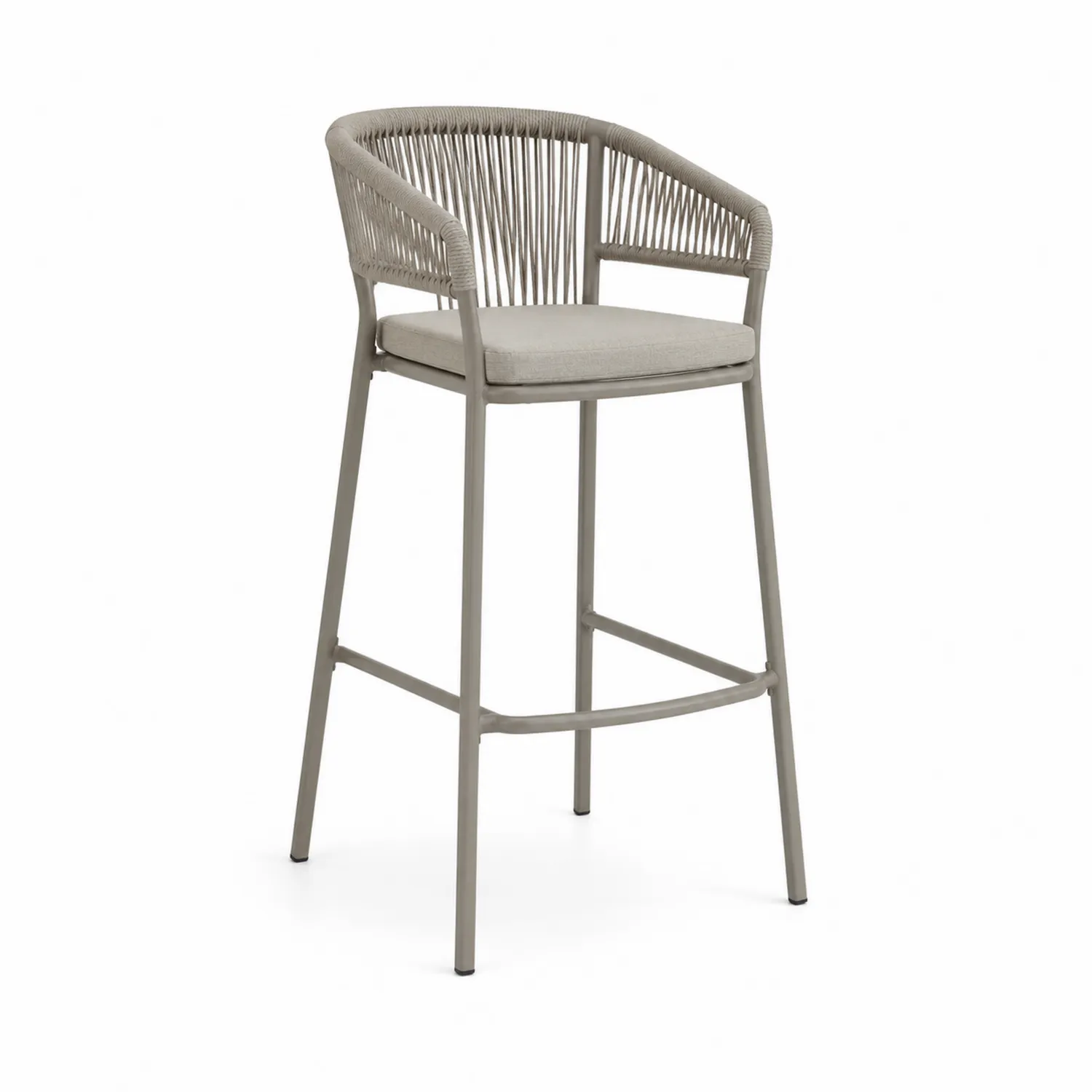 Barhocker mit Aluminium und Seilbindung Beige