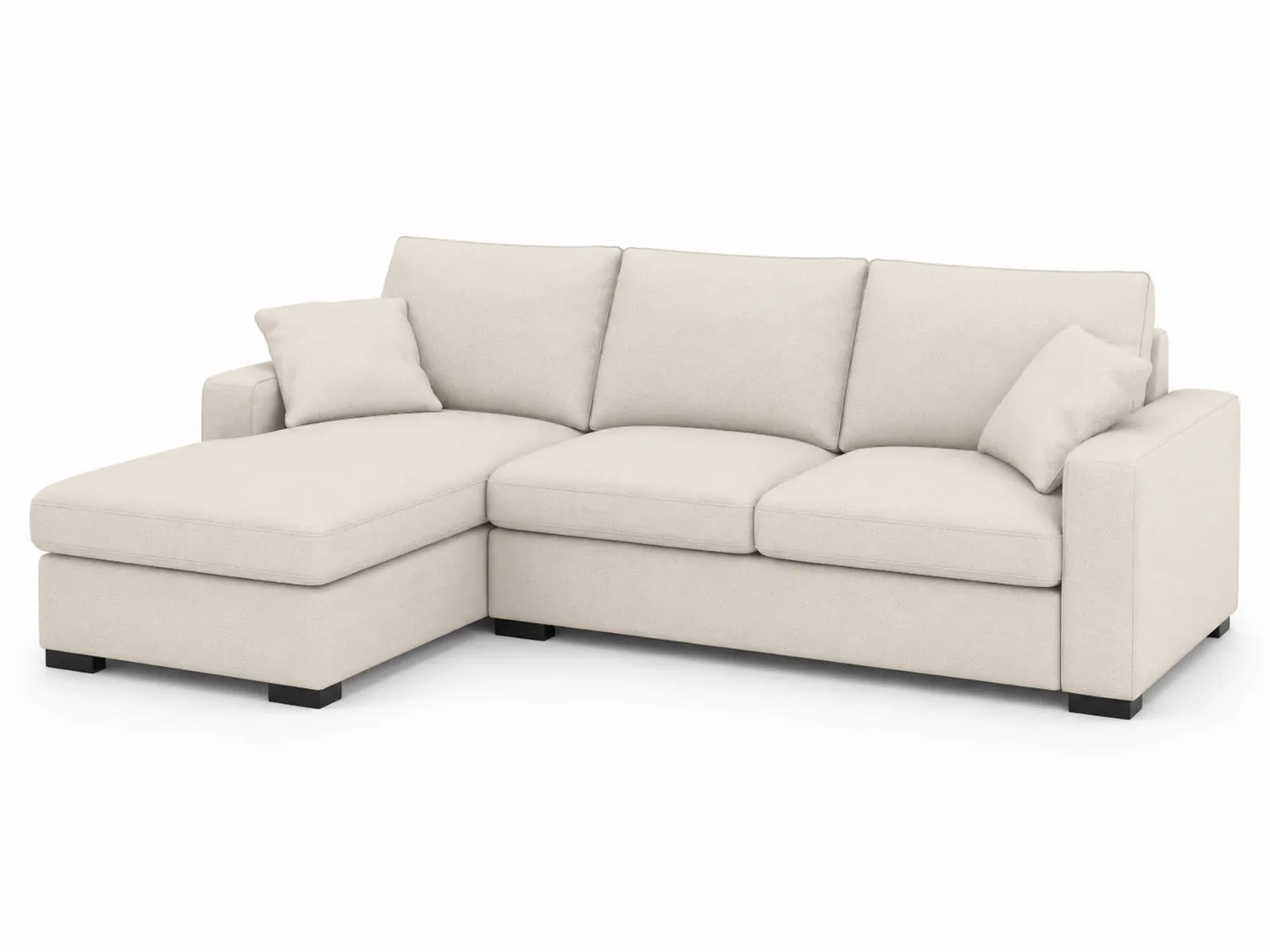 Ecksofa Beige aus Polyesterstoff mit Holzbeinen