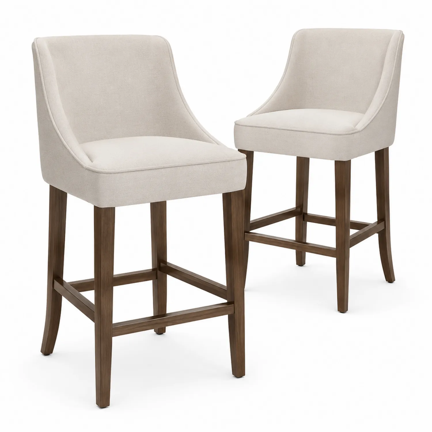 2er Set Barhocker Leinen Massivholz Beige 104cm
