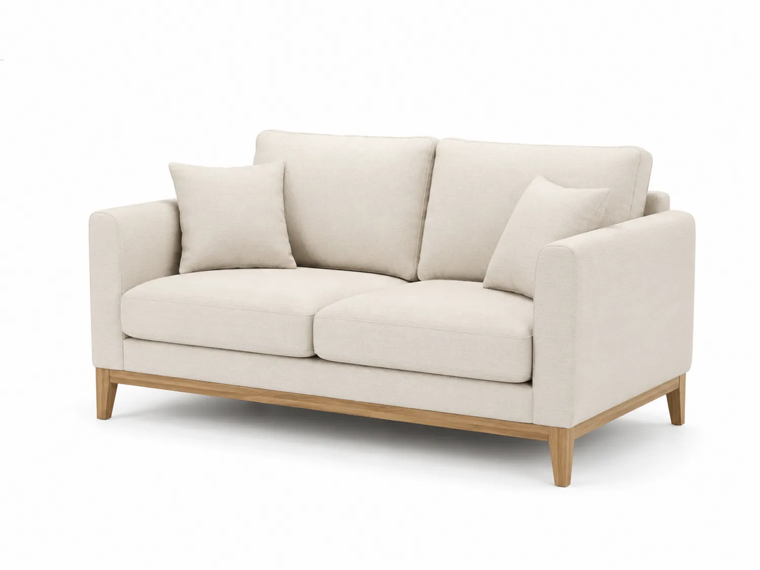 Zweisitzer Sofa Baumwolle Beige mit Holzbeinen