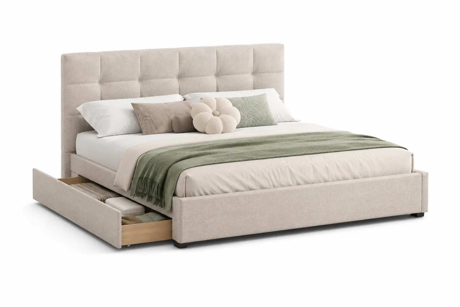 Polsterbett mit Stauraum Beige Stoff 200x160 cm