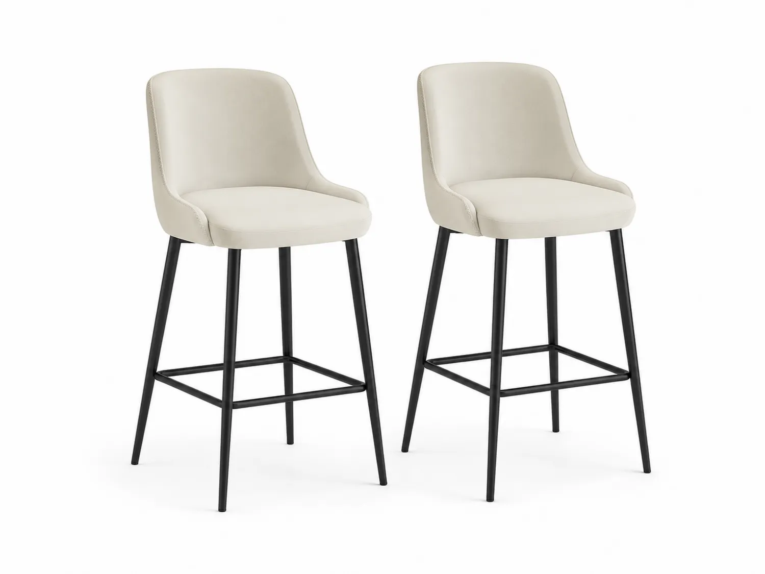 2er-Set Barhocker Beige Kunstleder und Metall
