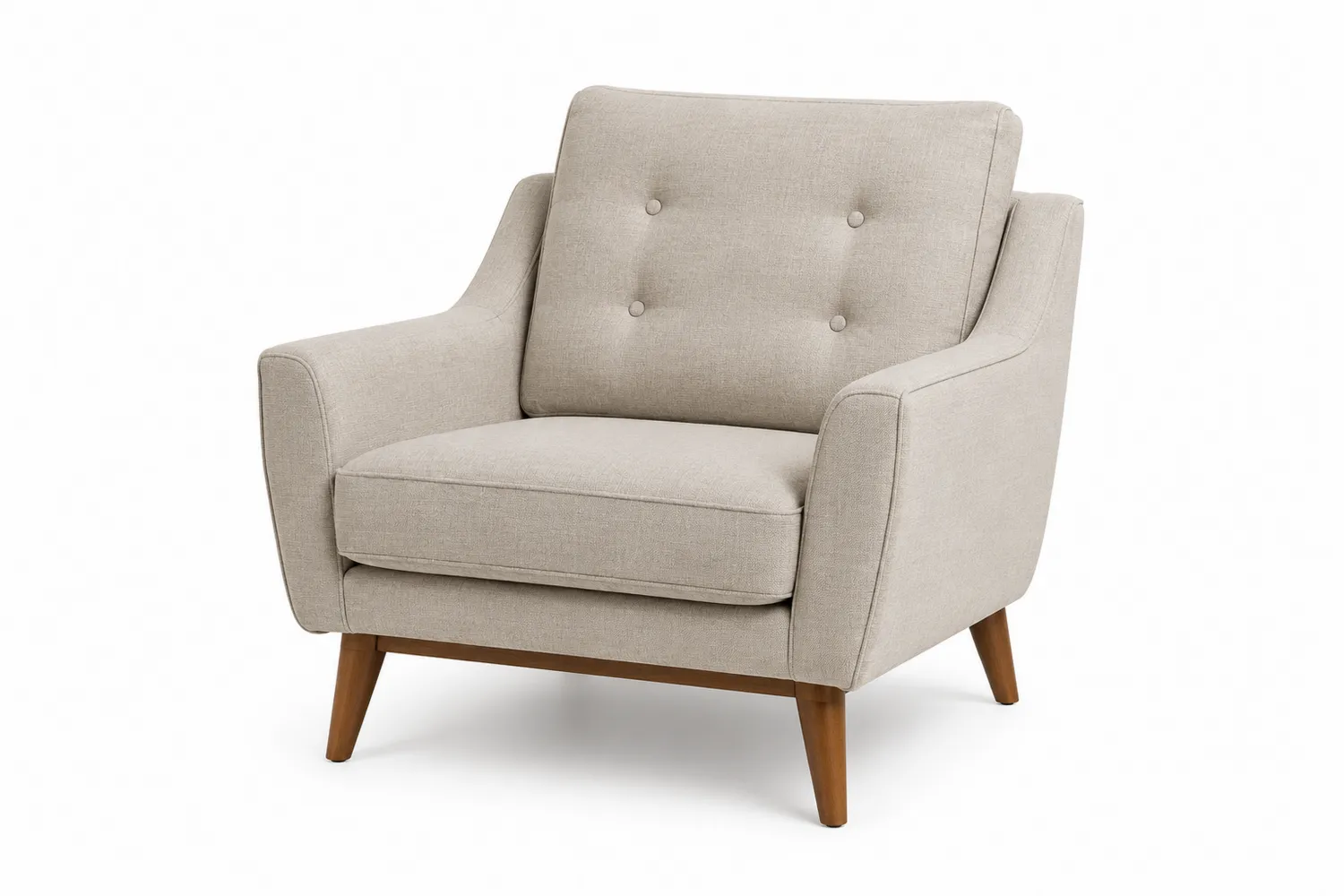 Leinensessel Beige mit Holzrahmen