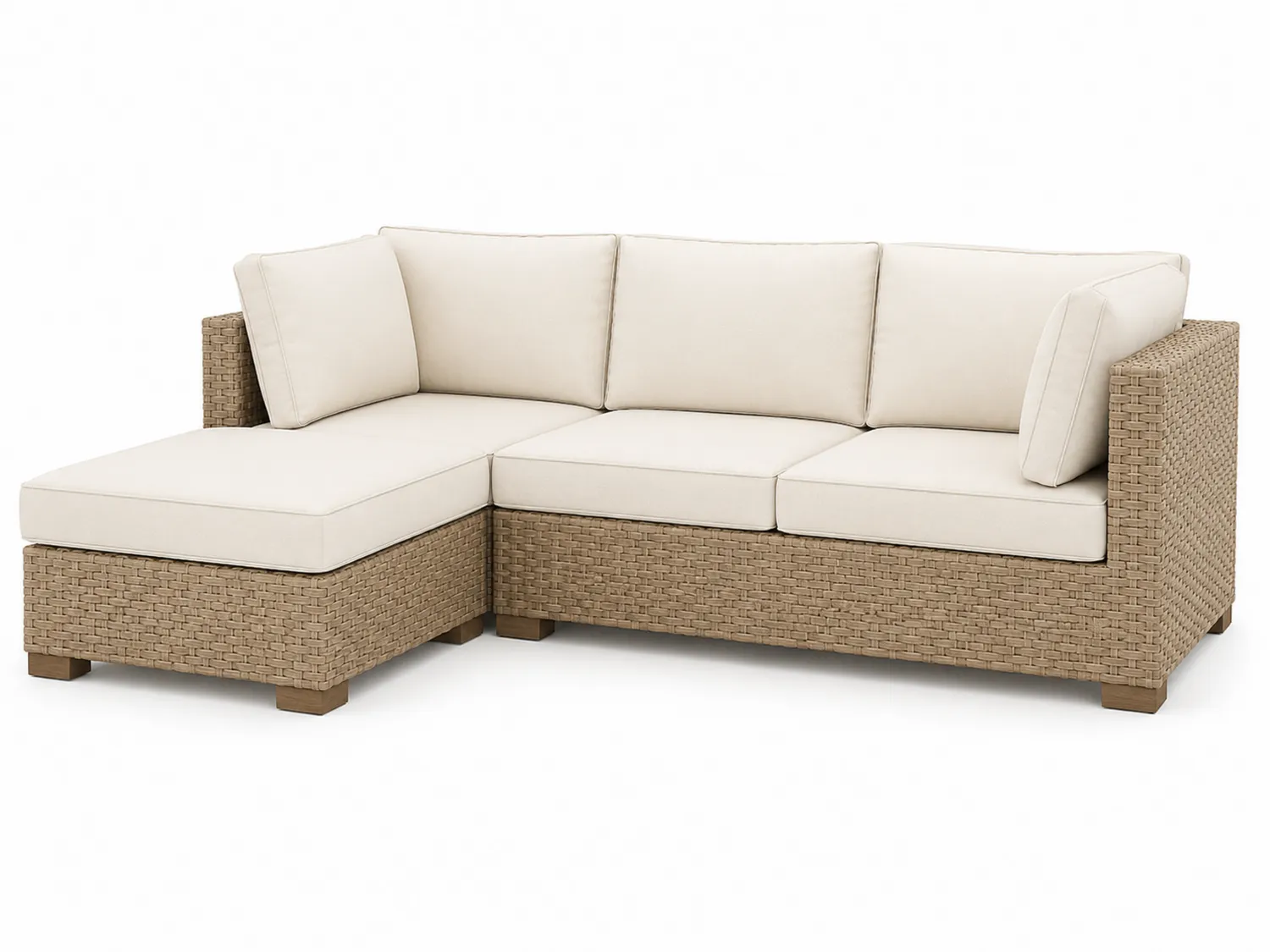 Ecksofa 3-Sitzer Beige Polyethylen Rattan