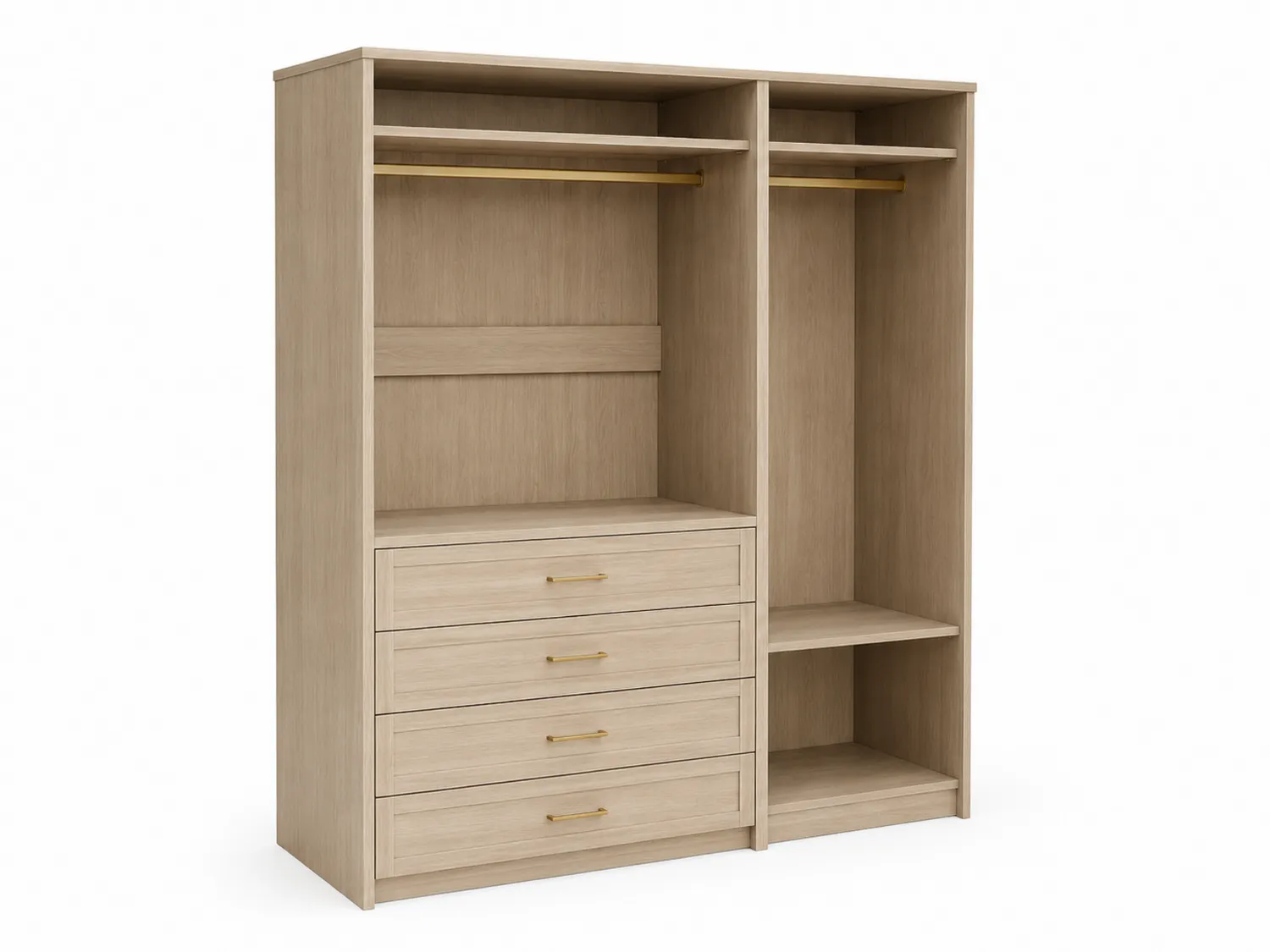 Kleiderschrank mit Schubladen MDF Holz Beige 200x150x60 cm