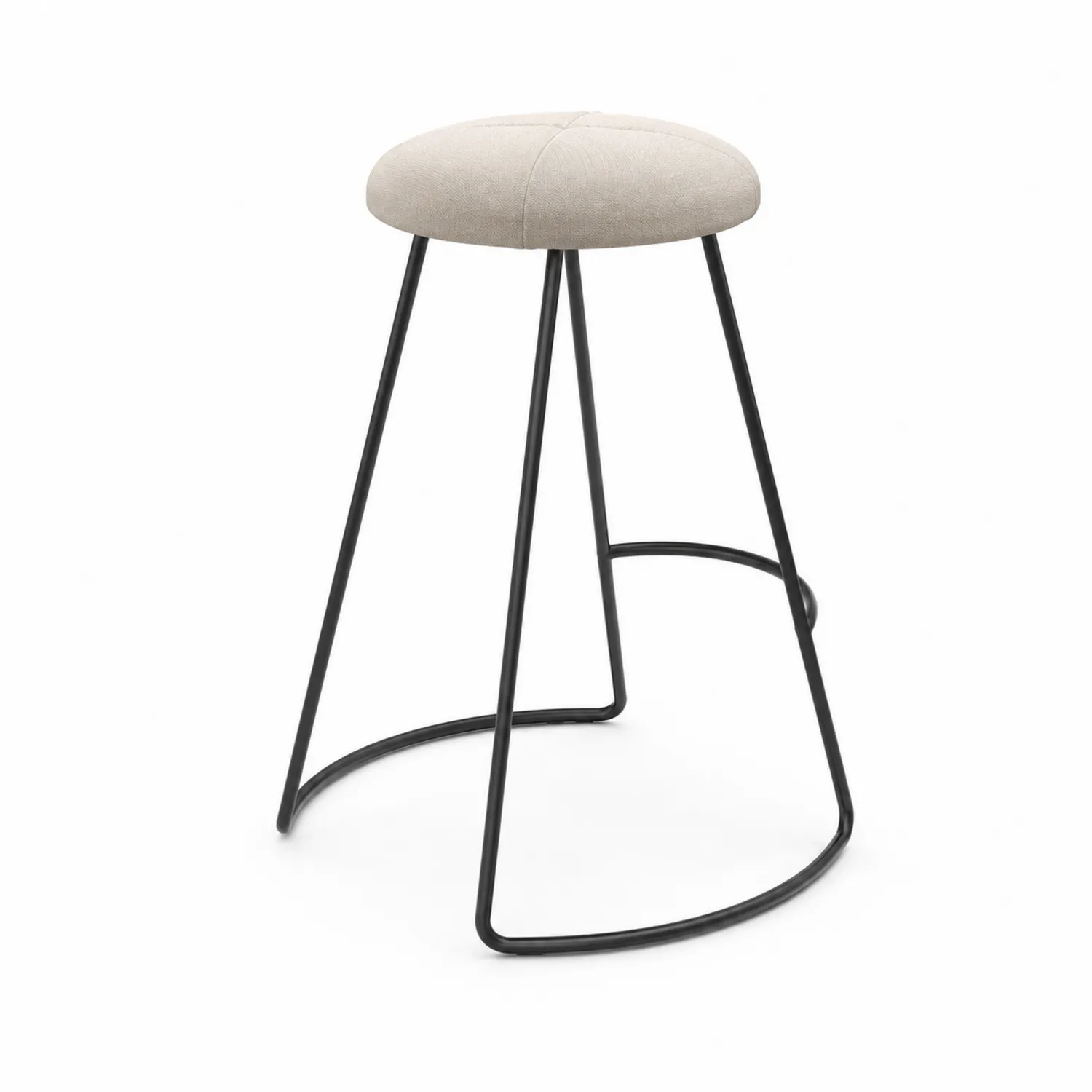 Barhocker Stoff Metall Schwarz Beige 75cm