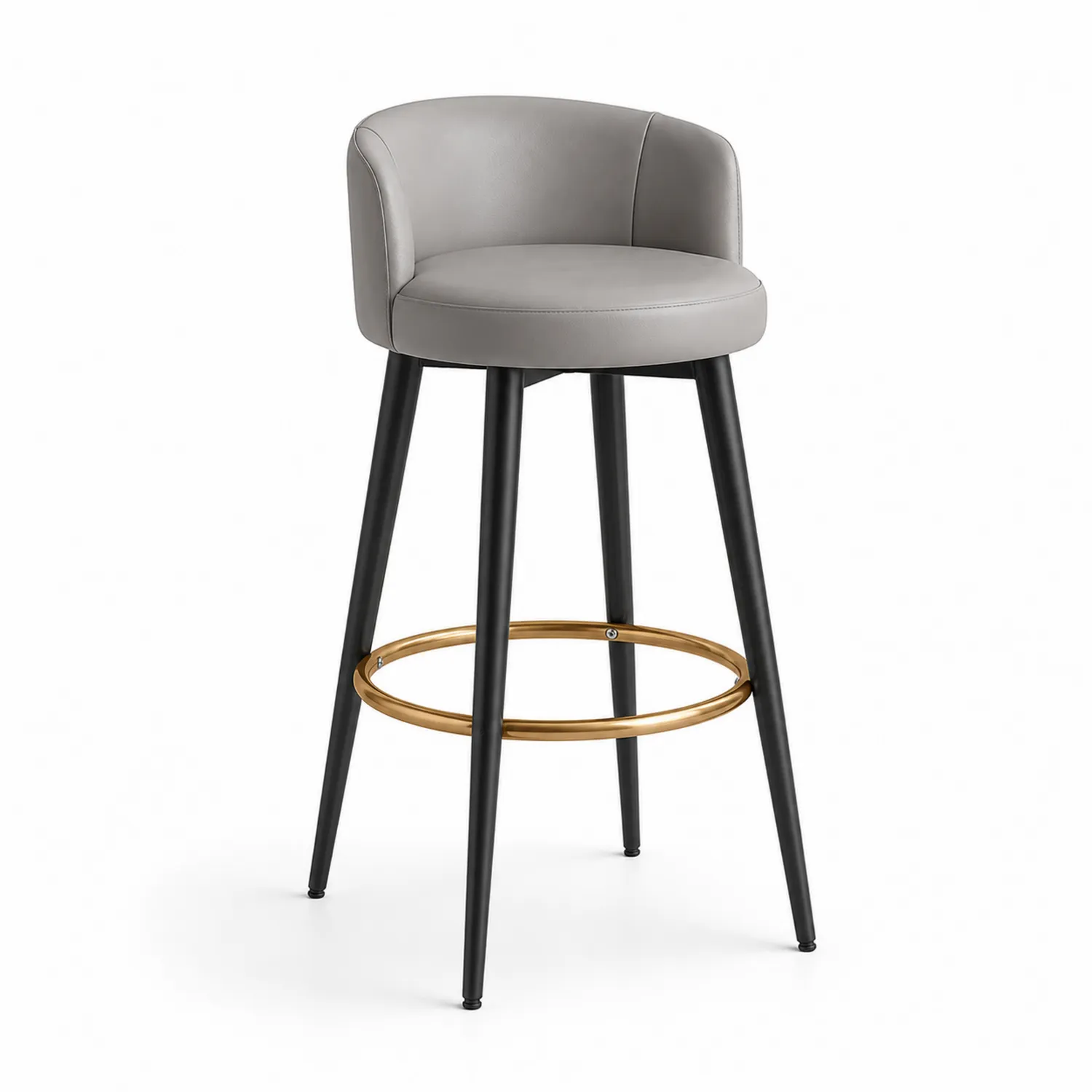 Barhocker Kunstleder Grau mit Metallgestell