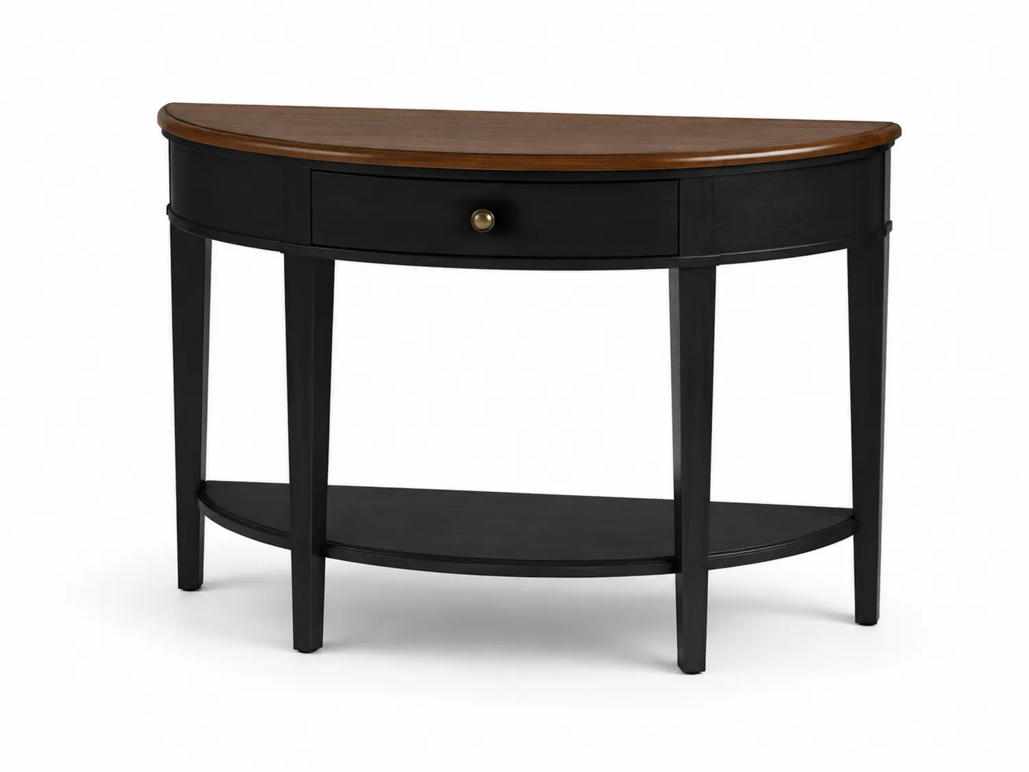 Halbrunder Konsolentisch Holz Schwarz/Braun 76 cm x 94 cm x 38 cm
