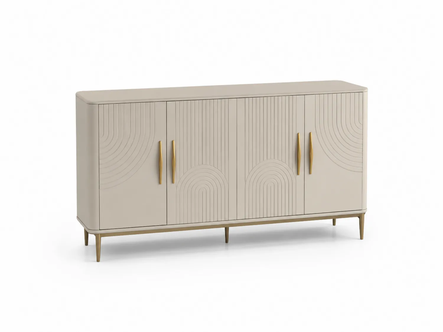 Kommode Holz mit Metallbeinen Beige 180x45x80 cm