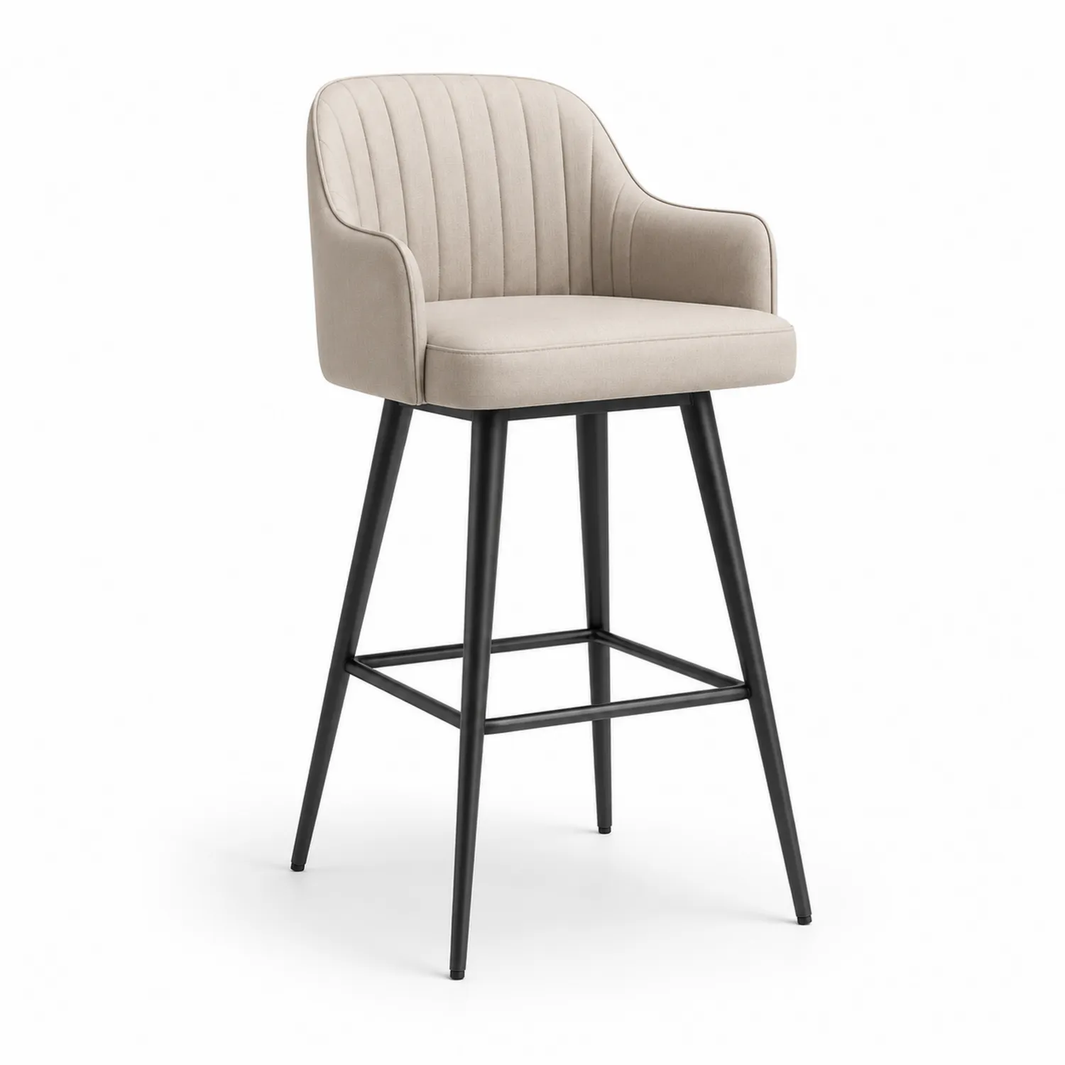 Barhocker Beige Samt Stahl 100cm