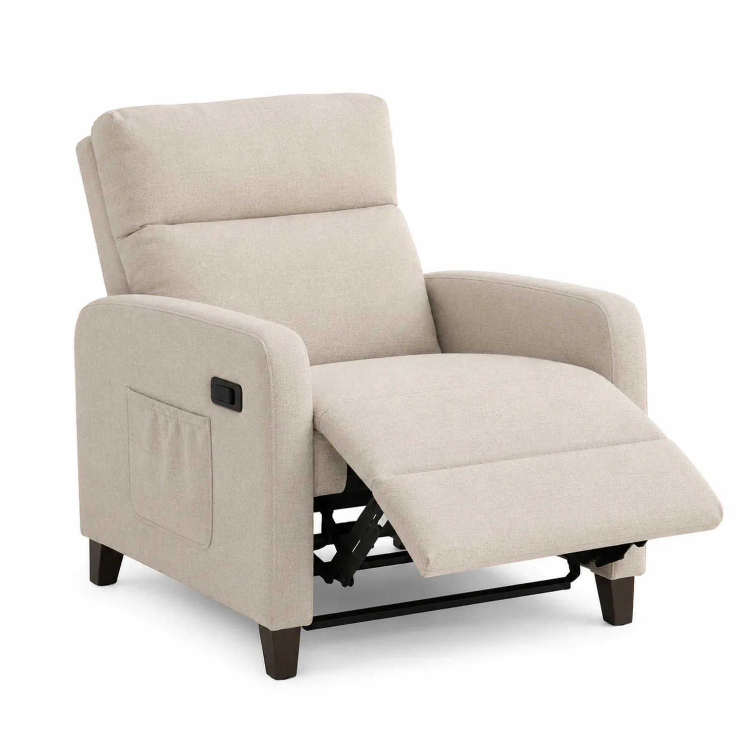Verstellbarer Stoff-Loungesessel Beige mit Fußstütze