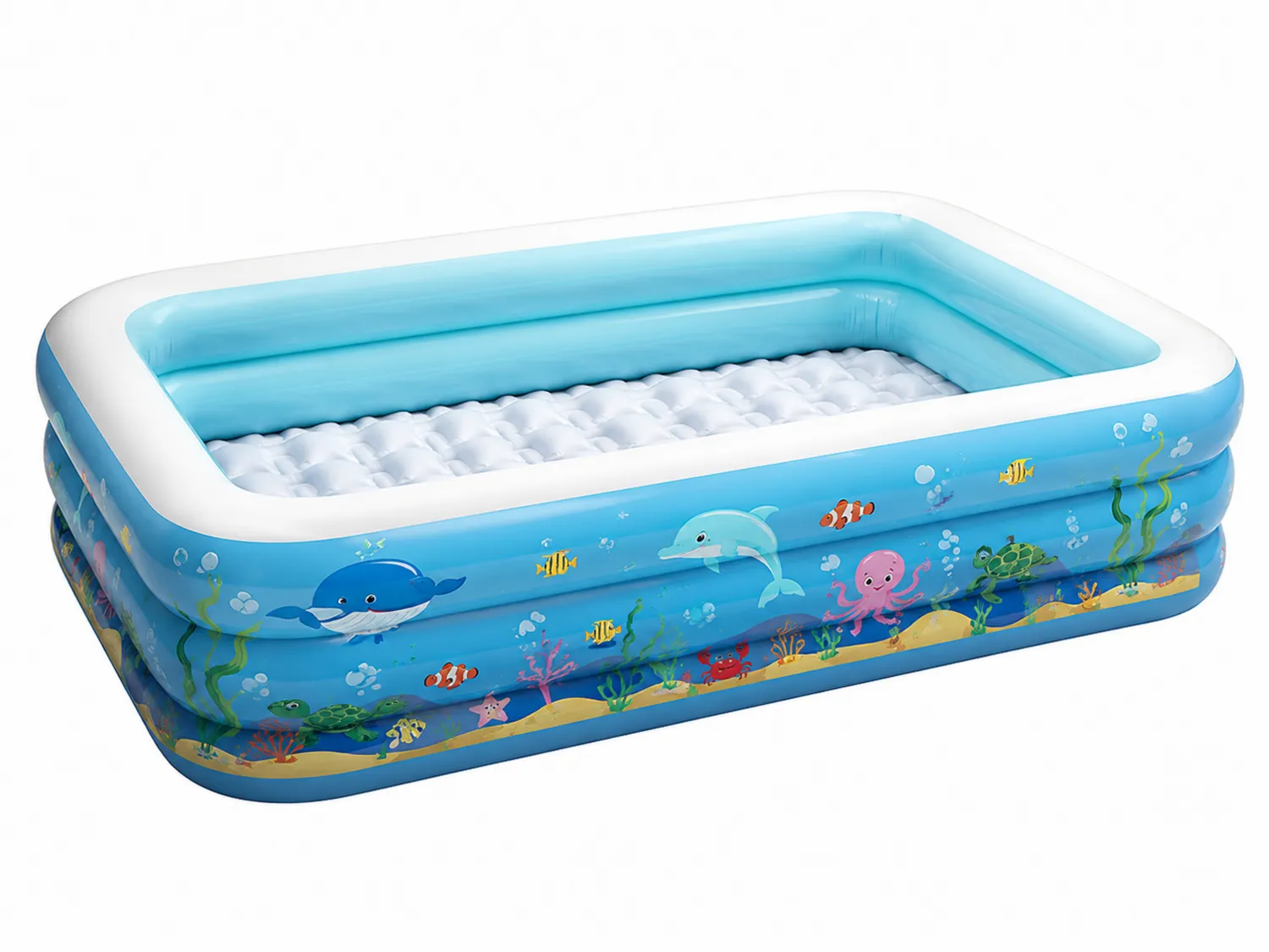 Aufblasbares rechteckiges Schwimmbecken aus Vinyl, Blau 305x183x56 cm