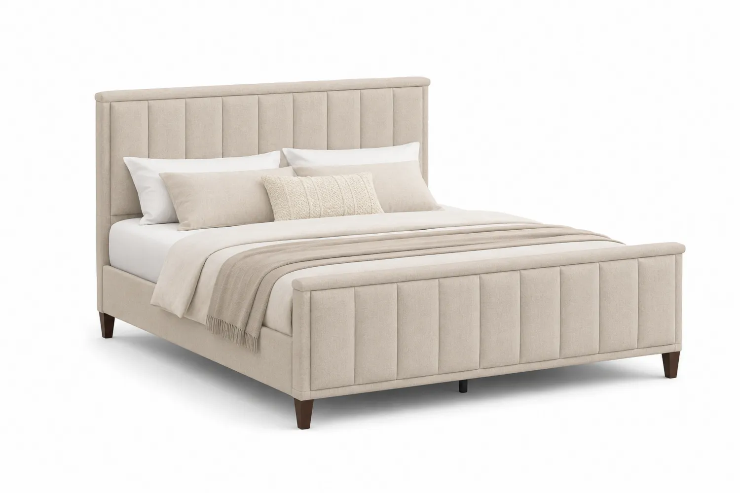 Polsterbett Leinen Beige 200x180 cm