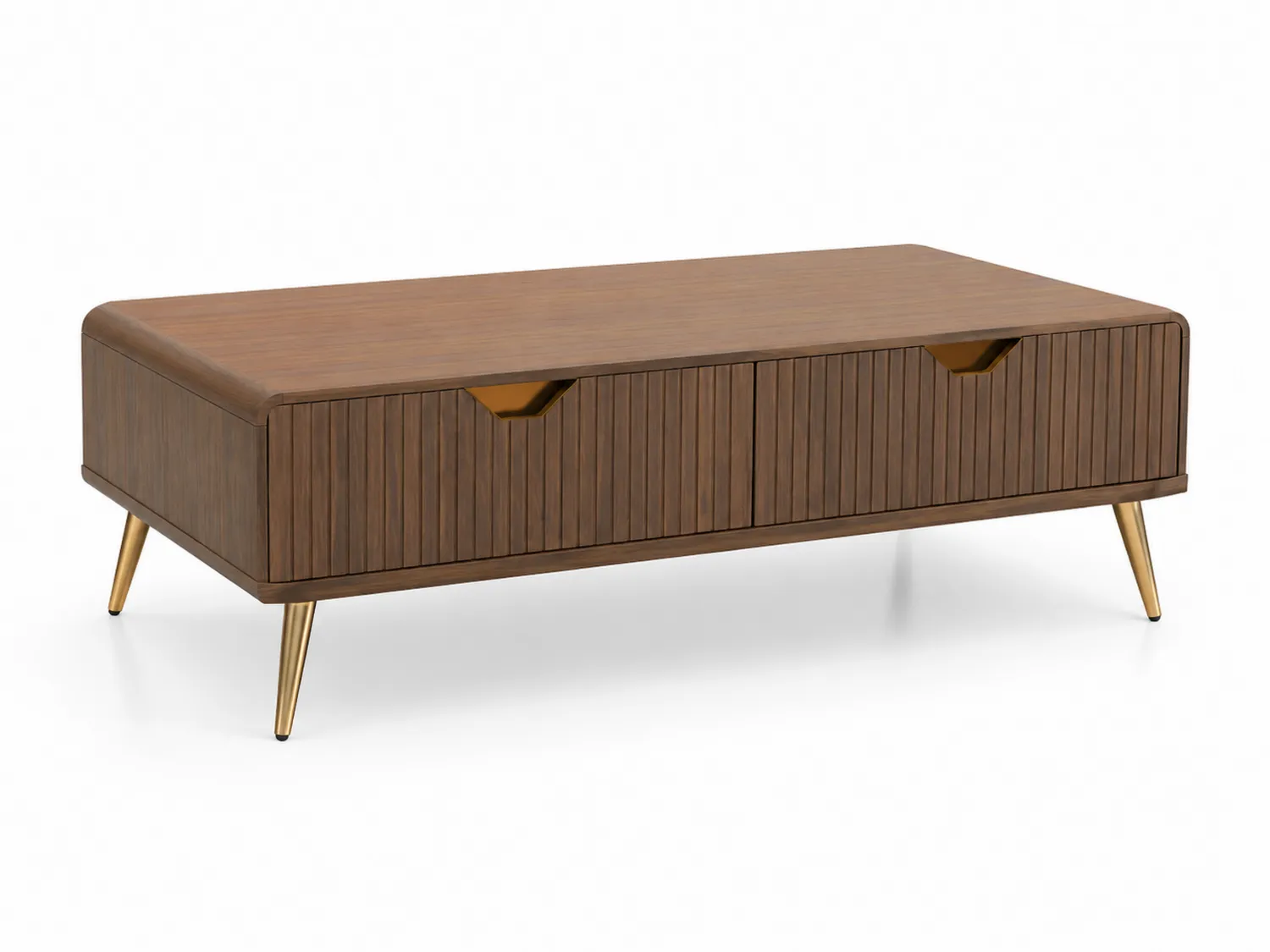 Rechteckiger Couchtisch aus Holz mit Metallbeinen Braun