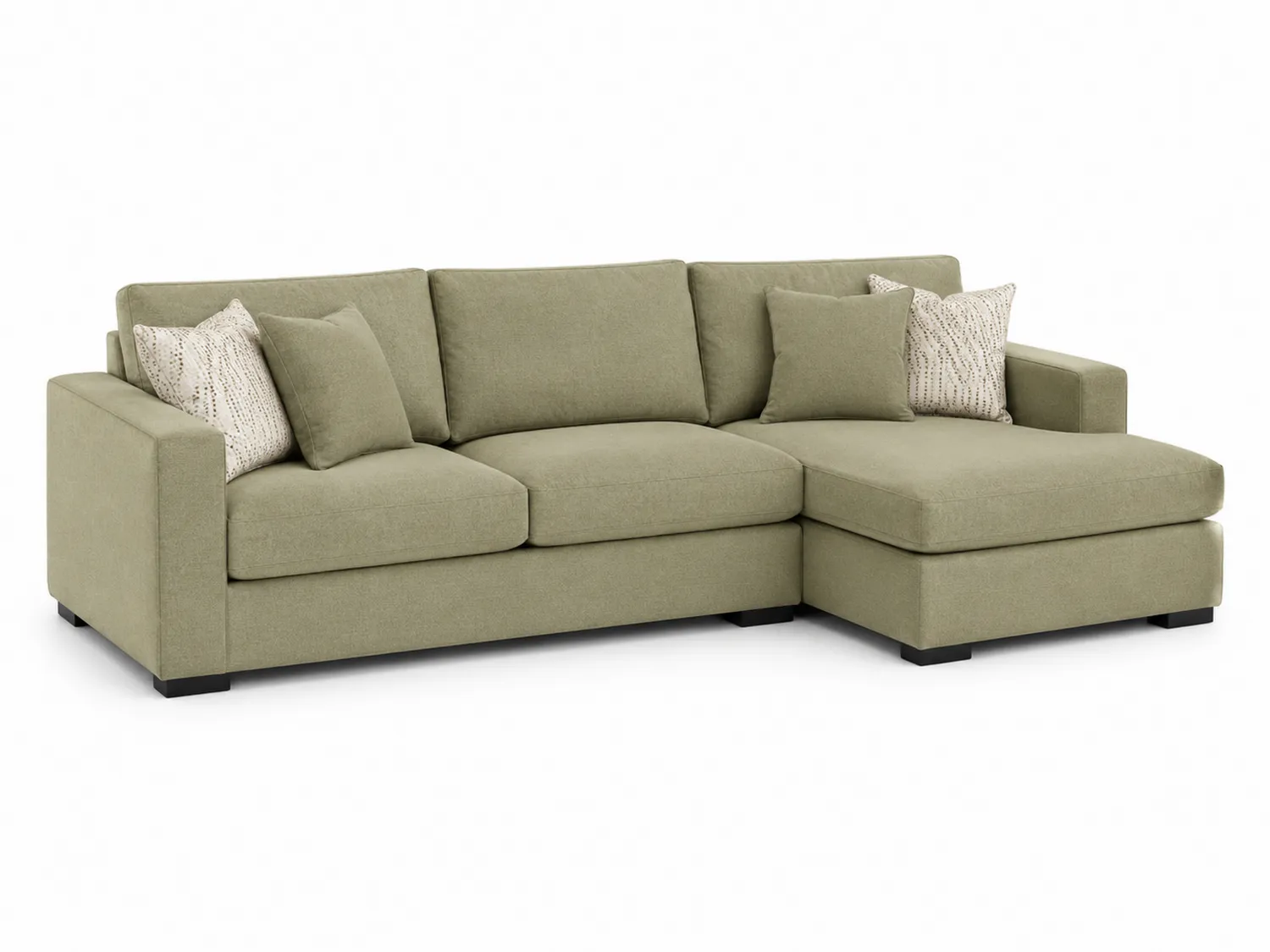 Ecksofa Stoff Olivgrün mit Kissen