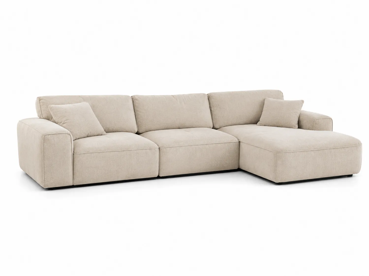 Ecksofa Beige Stoff Holzrahmen 300x150x85 cm