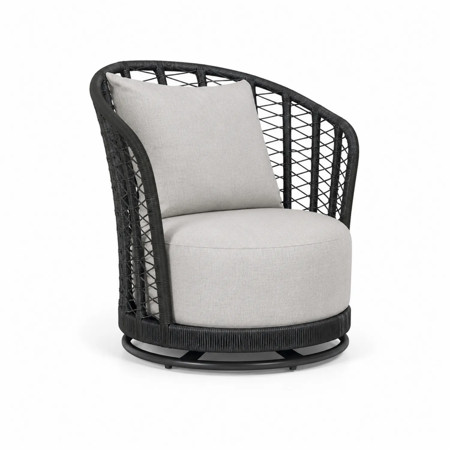Gartenstuhl mit Rattan und Leinenbezug Schwarz 80 cm