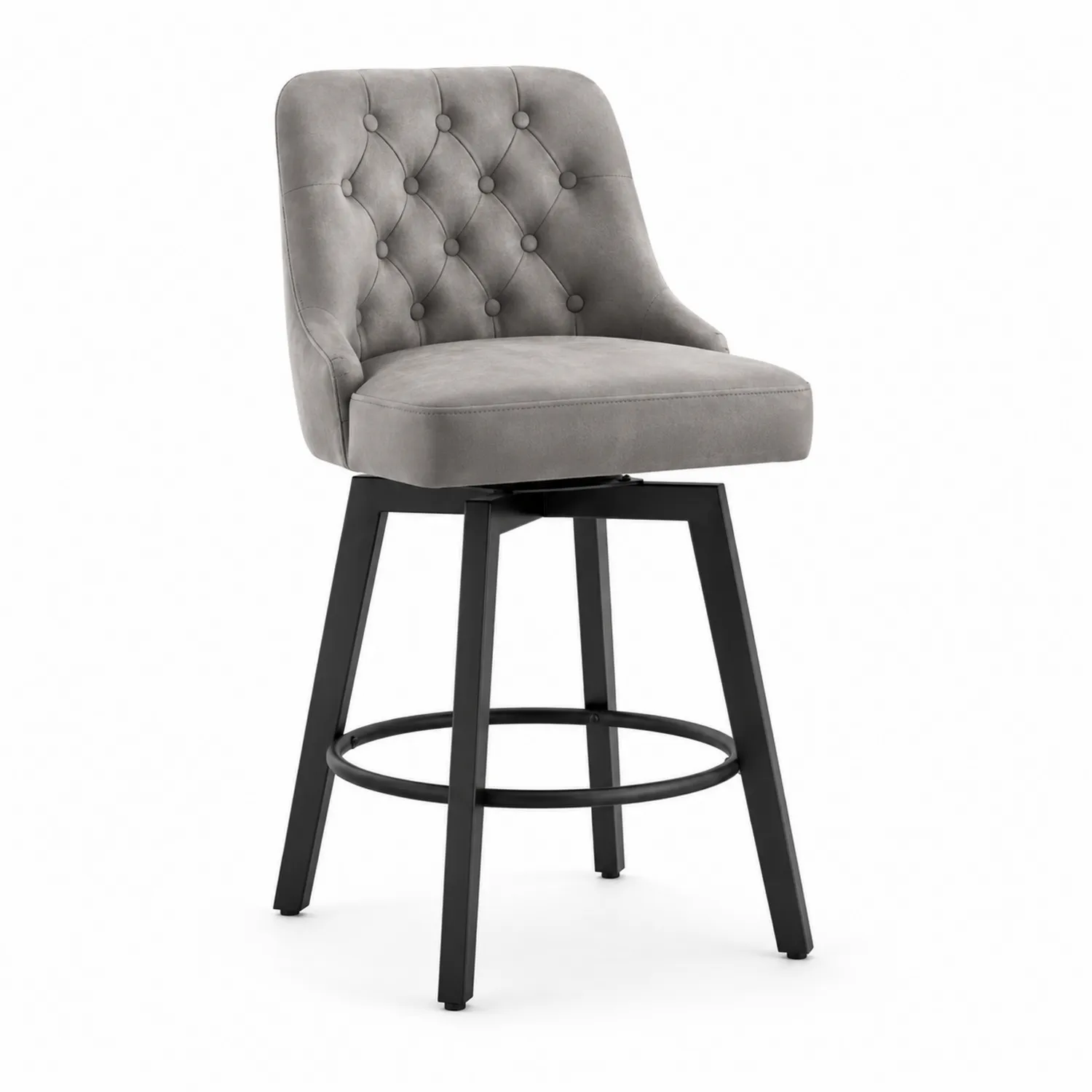 Barhocker Stoff Grau mit Metallgestell