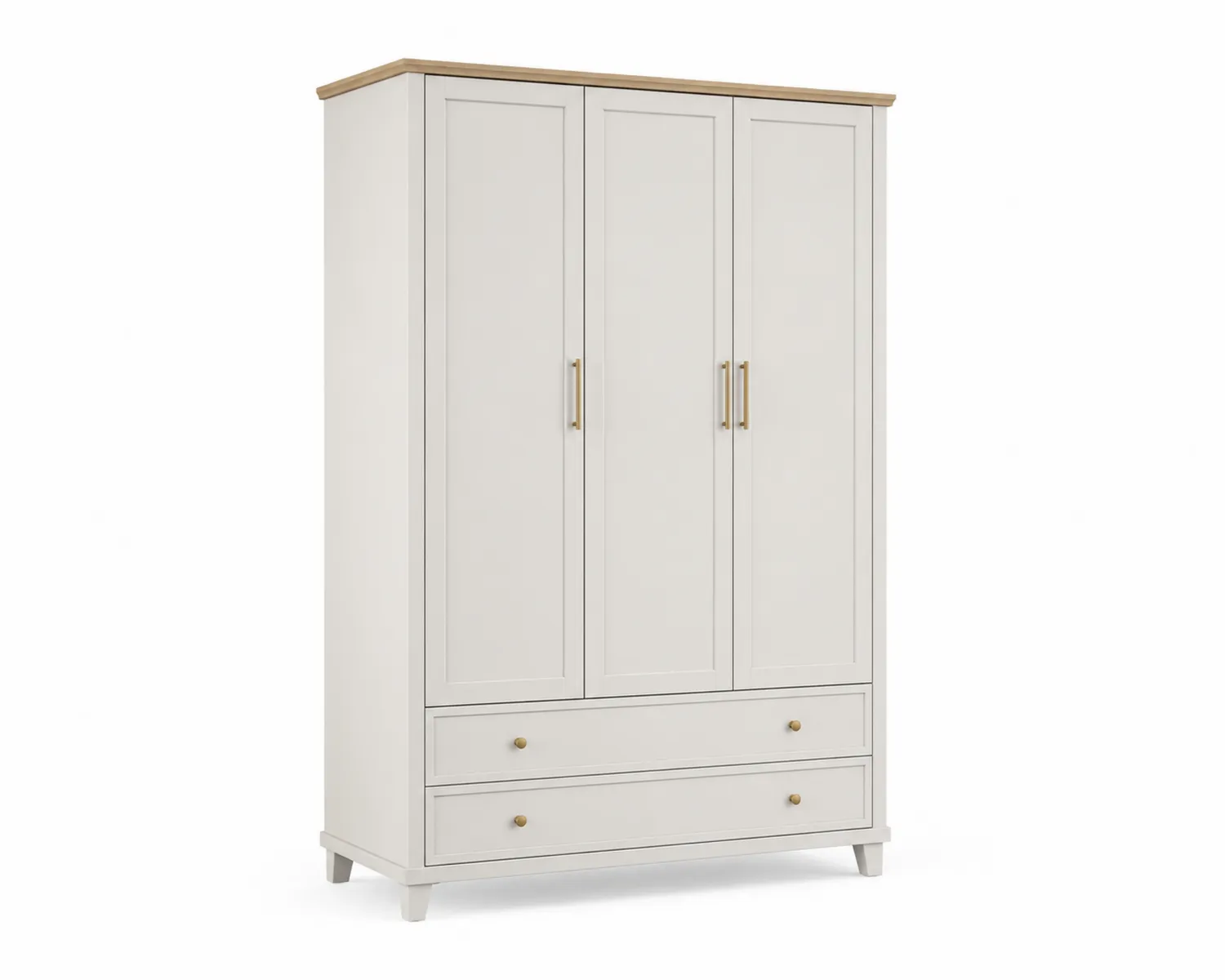 Kleiderschrank 3-Türig Holz Weiß Eiche 150x60x200 cm