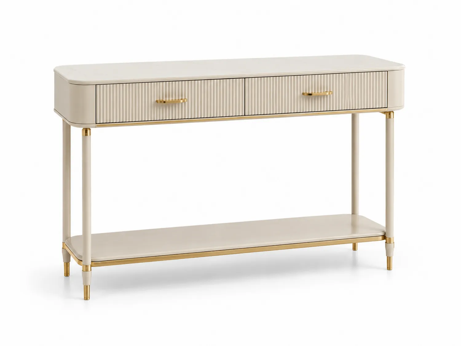 Konsolentisch rechteckig Beige Holz Metall 120x40x80cm