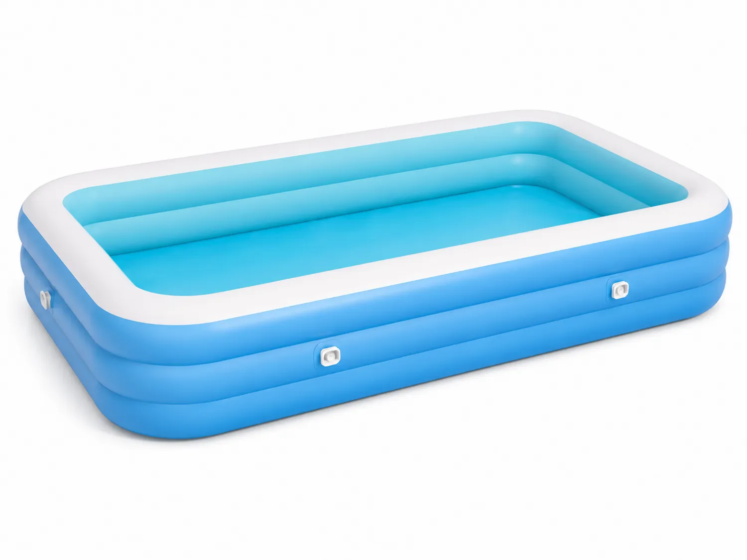 Aufblasbares rechteckiges Schwimmbecken PVC Blau Weiß 305x183x56cm
