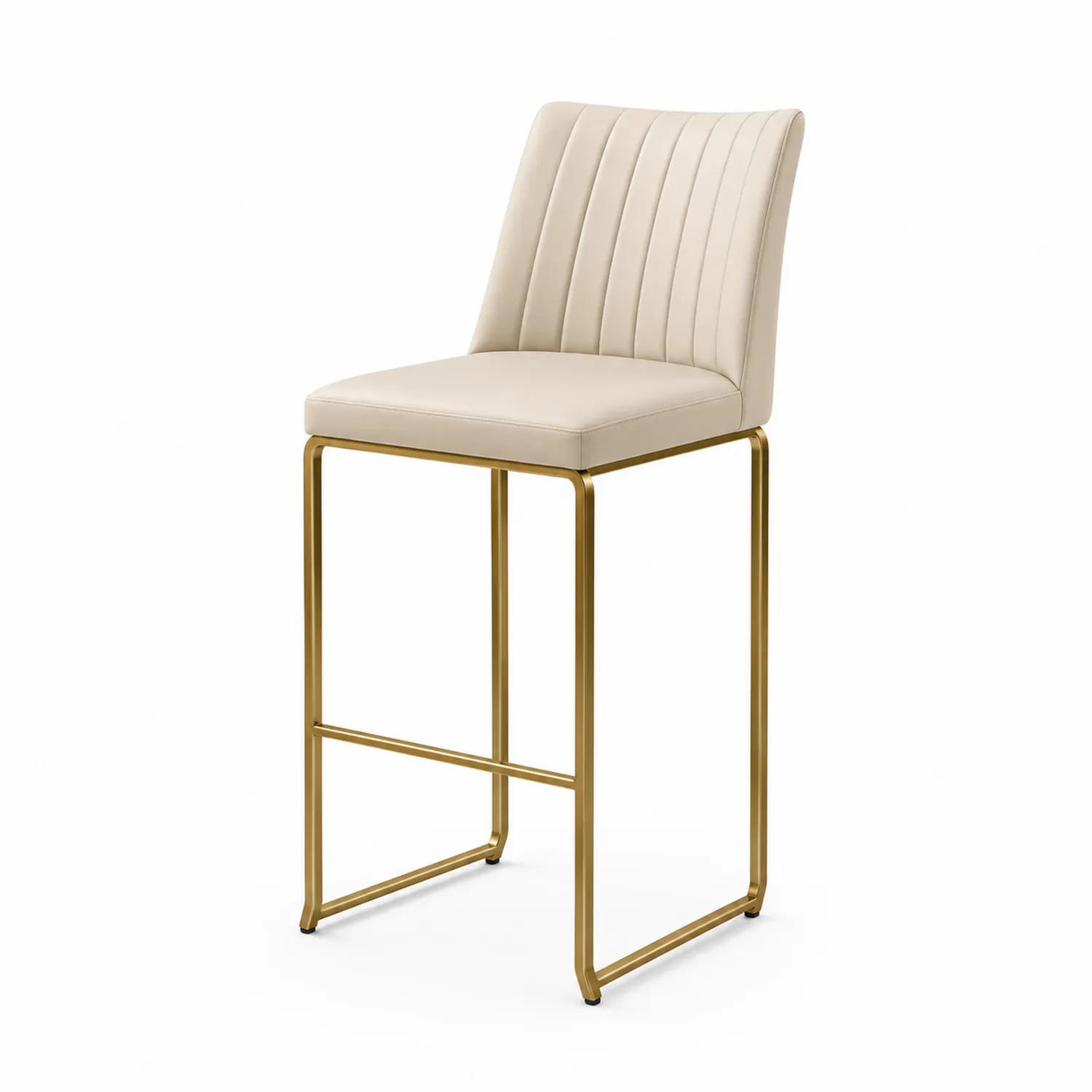 Barhocker PU-Leder Beige Edelstahl 40x50x100 cm