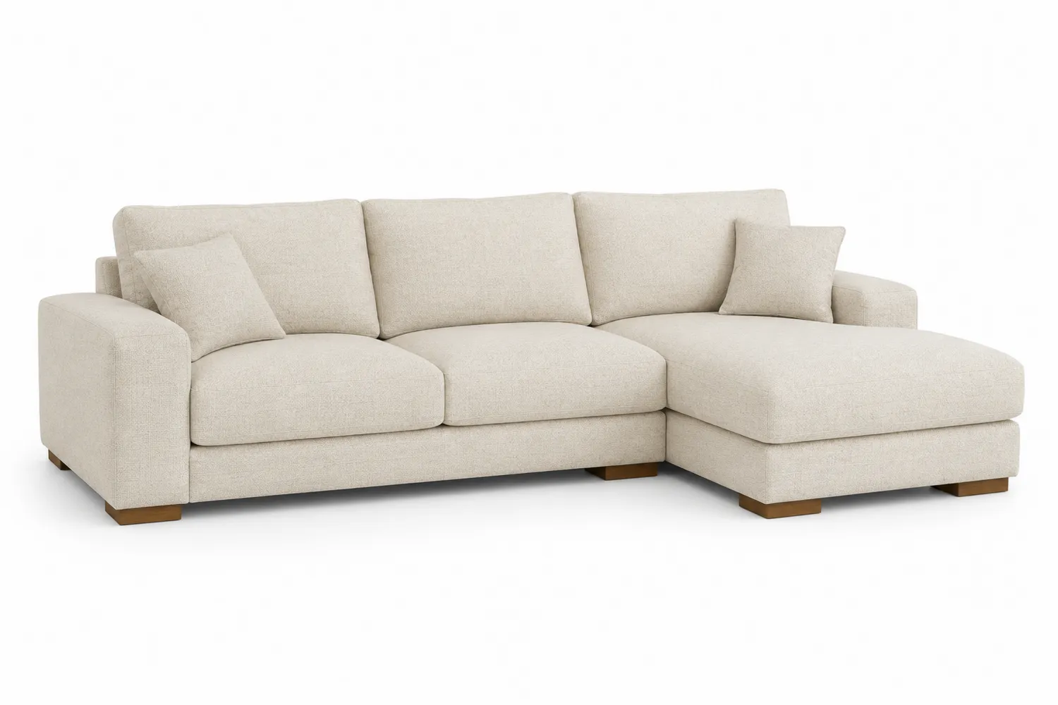 Ecksofa aus Leinen Beige mit Kissen