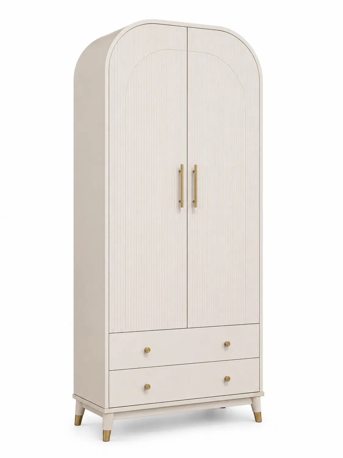 Kleiderschrank MDF mit Metallgriffen, 2 Türen 2 Schubladen 200x100x50 cm