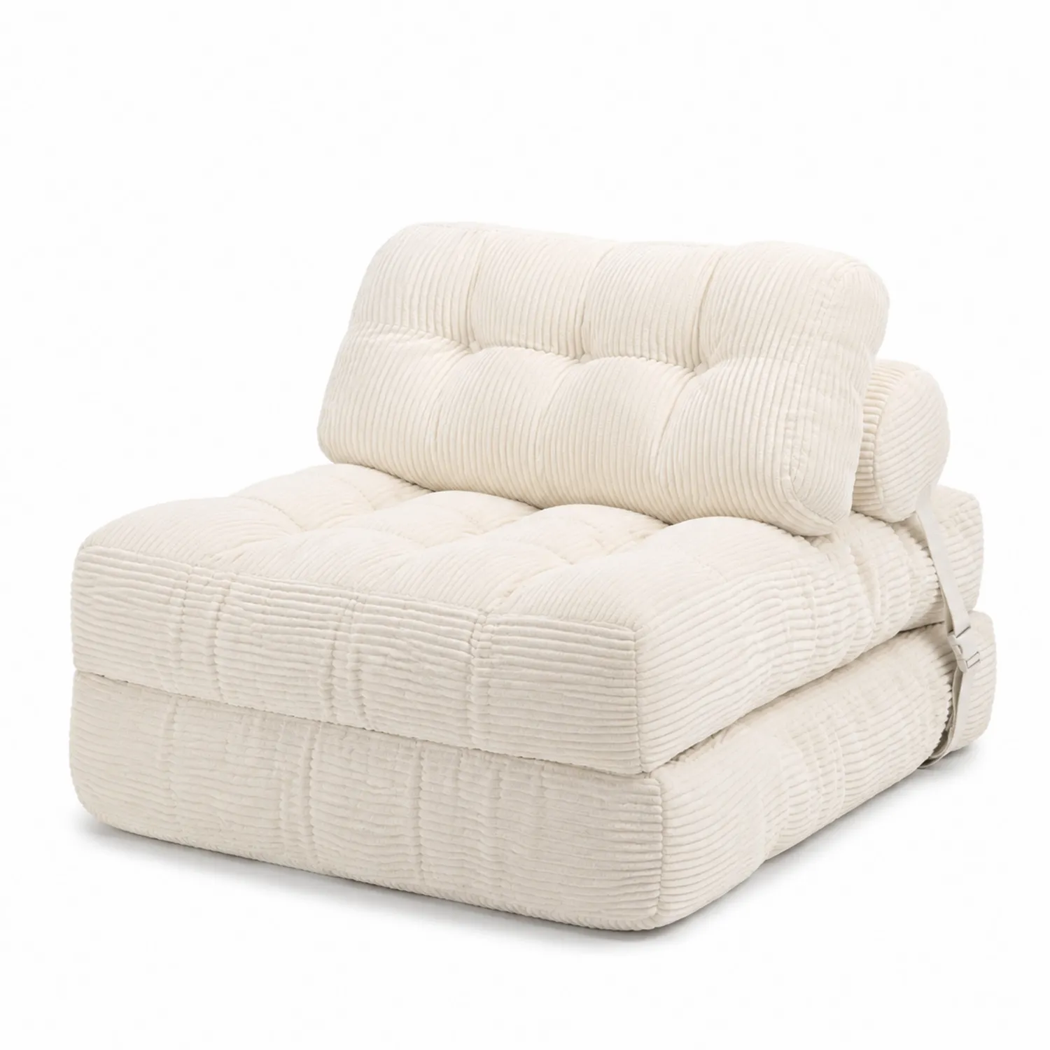Klappbares Sofabett aus Cord Cremeweiß