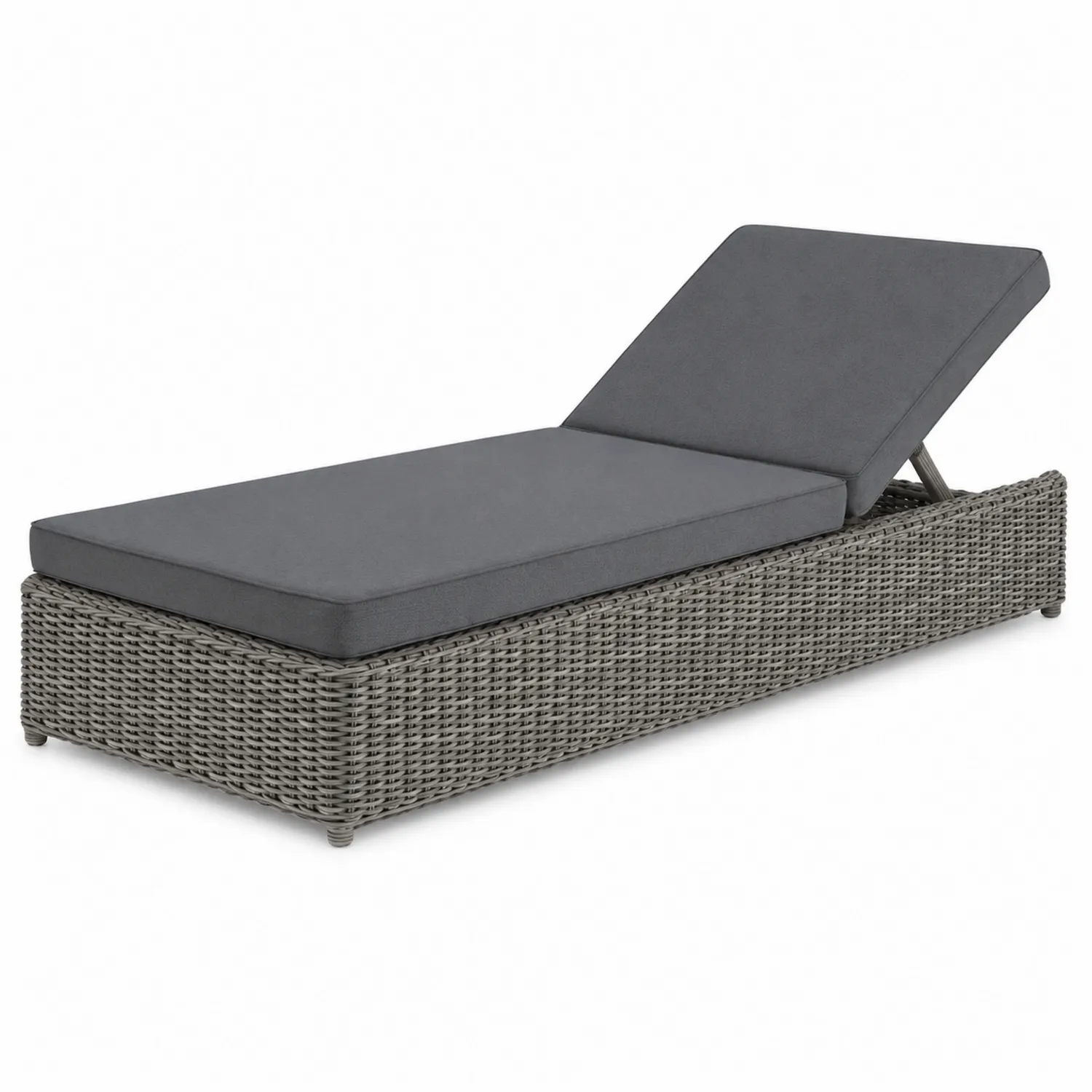 Rattan Liegestuhl mit Verstellbarer Rückenlehne, Grau