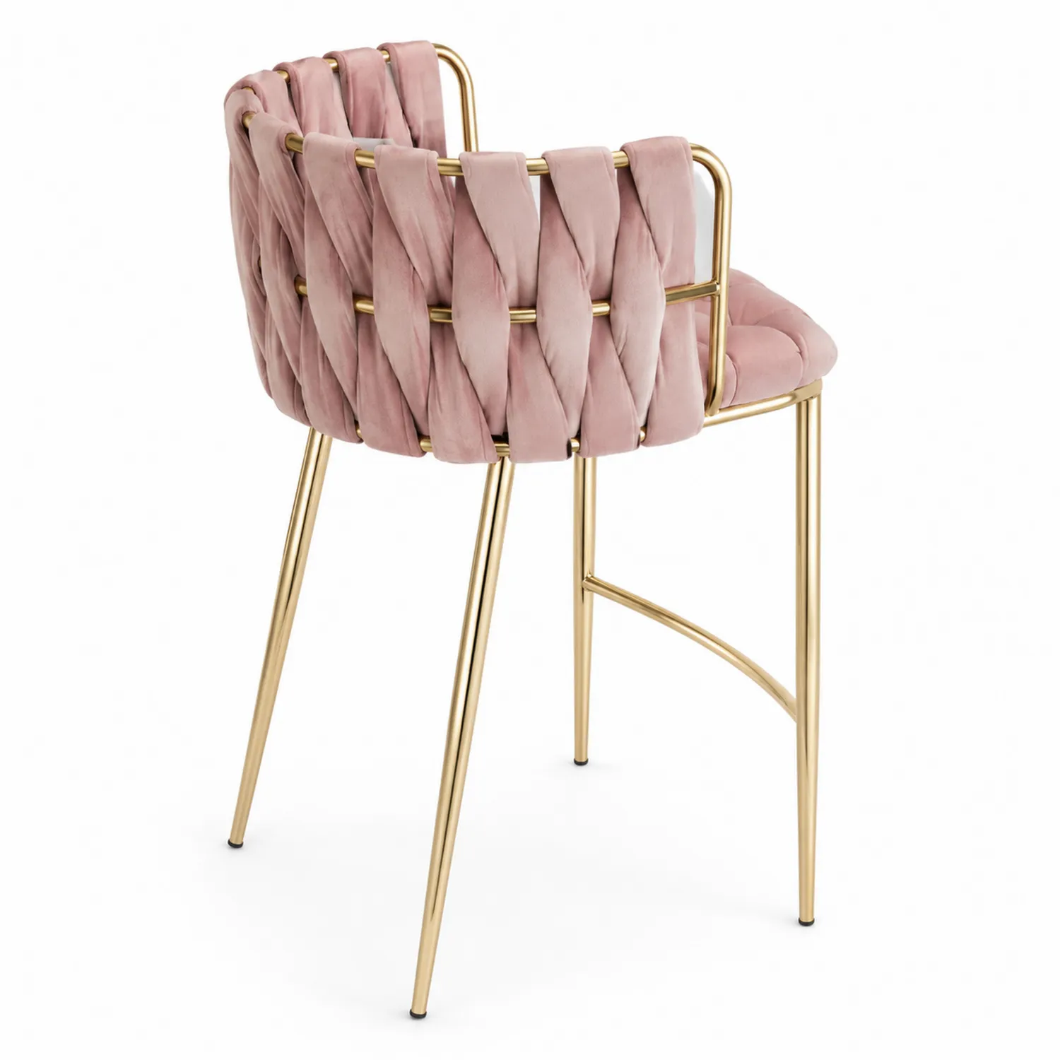 Metall Barhocker mit Rosa Samt
