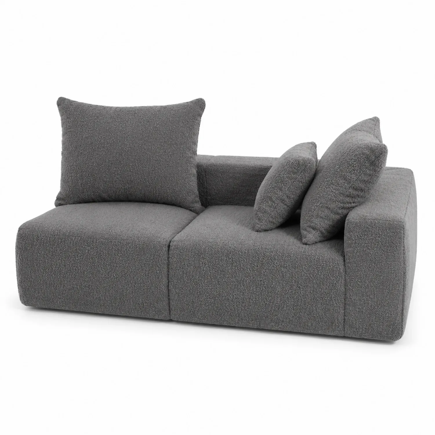 Modulares Ecksofa aus Bouclé-Stoff Grau 200x90x75 cm