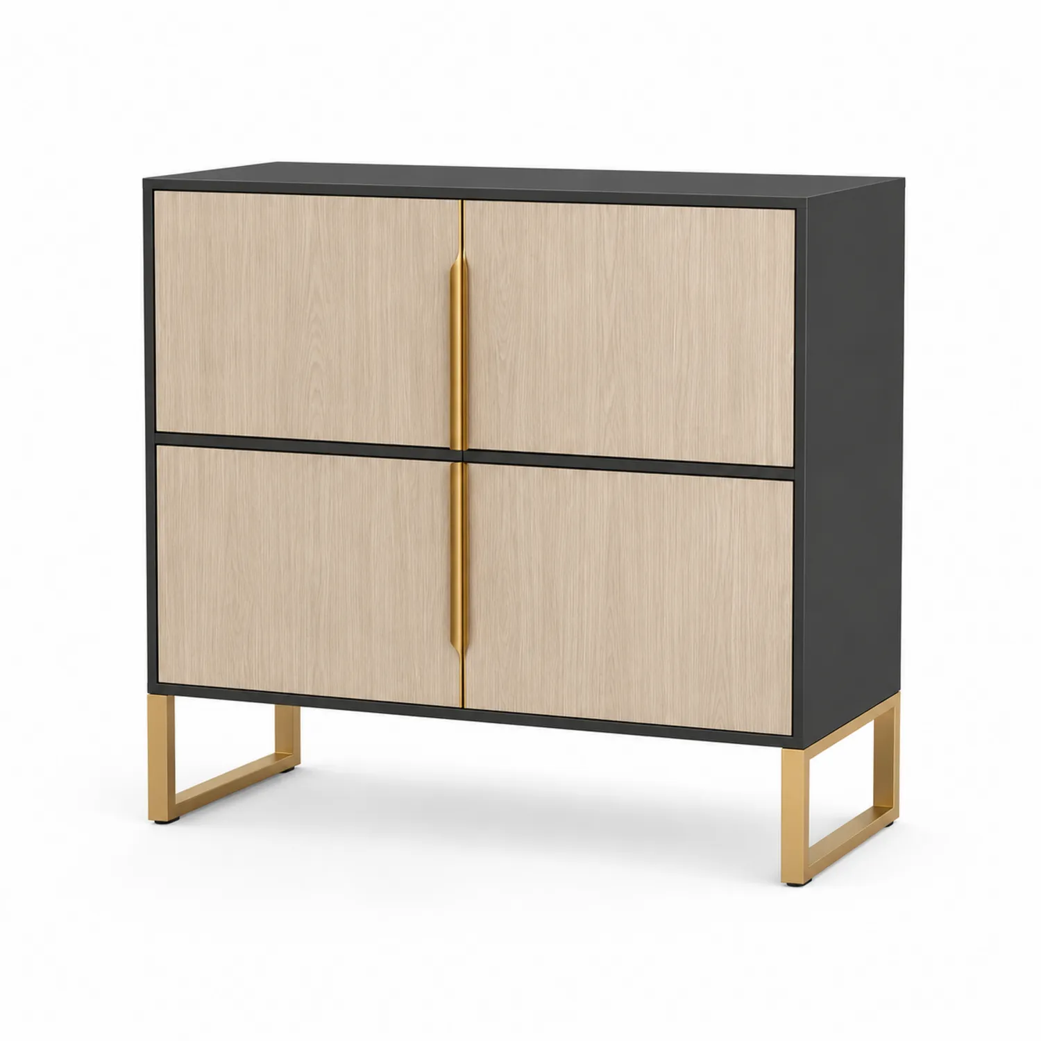 Kommode mit MDF-Eichenfurnier und Metallbeinen 100x80x35 cm