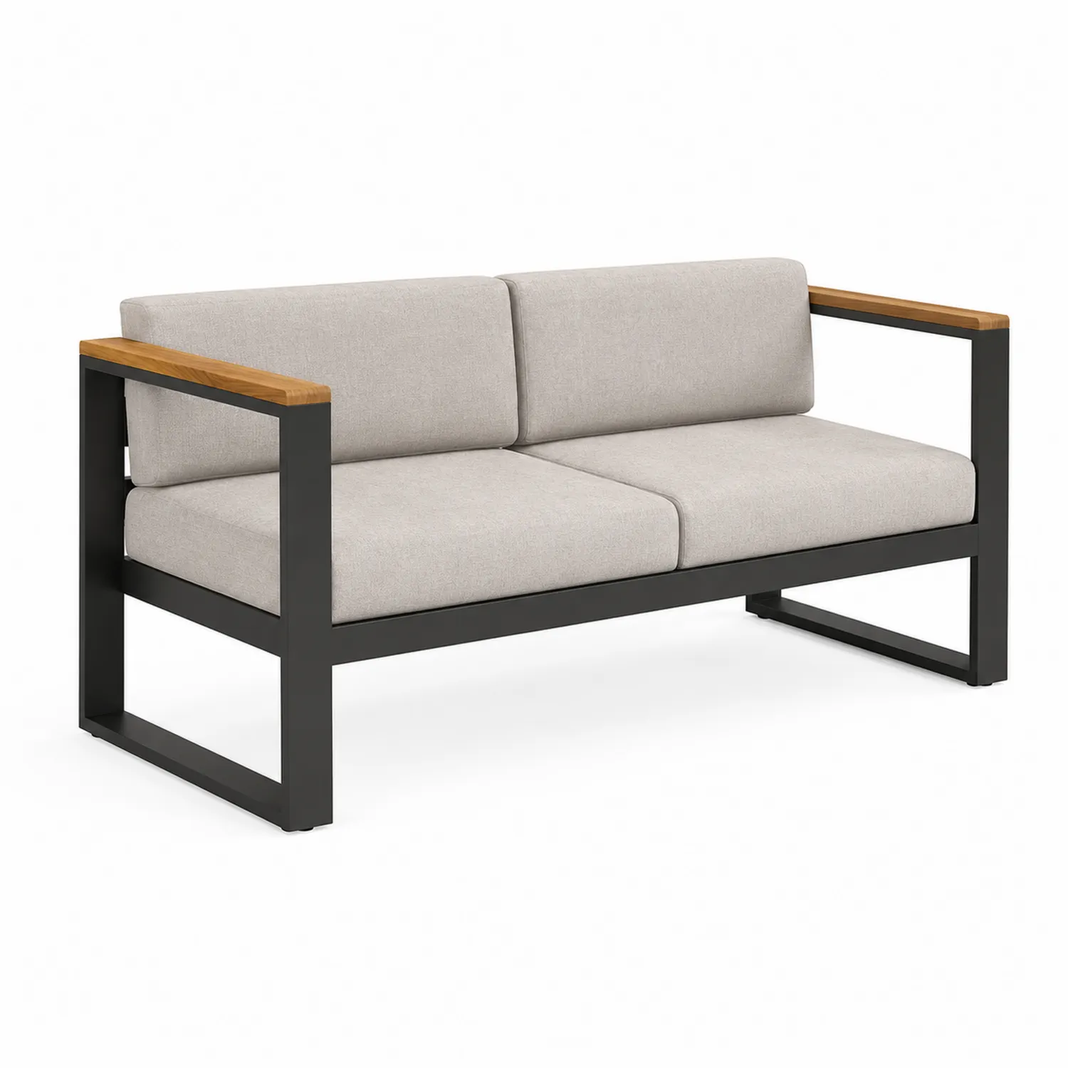 Outdoor Sofa 2-Sitzer Stoff Holz Aluminium