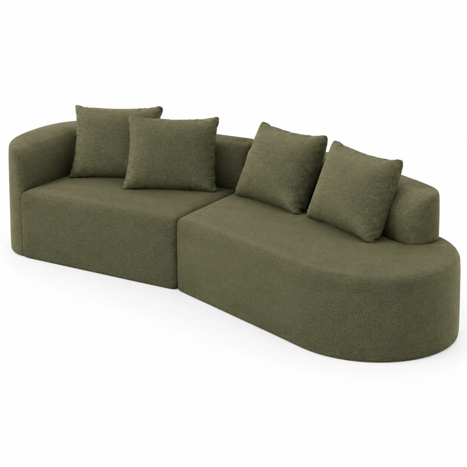 Modulares Ecksofa aus Stoff in Grün