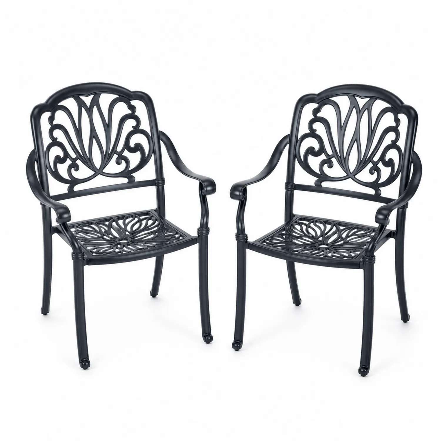 2er Set Stühle Aluminium Schwarz