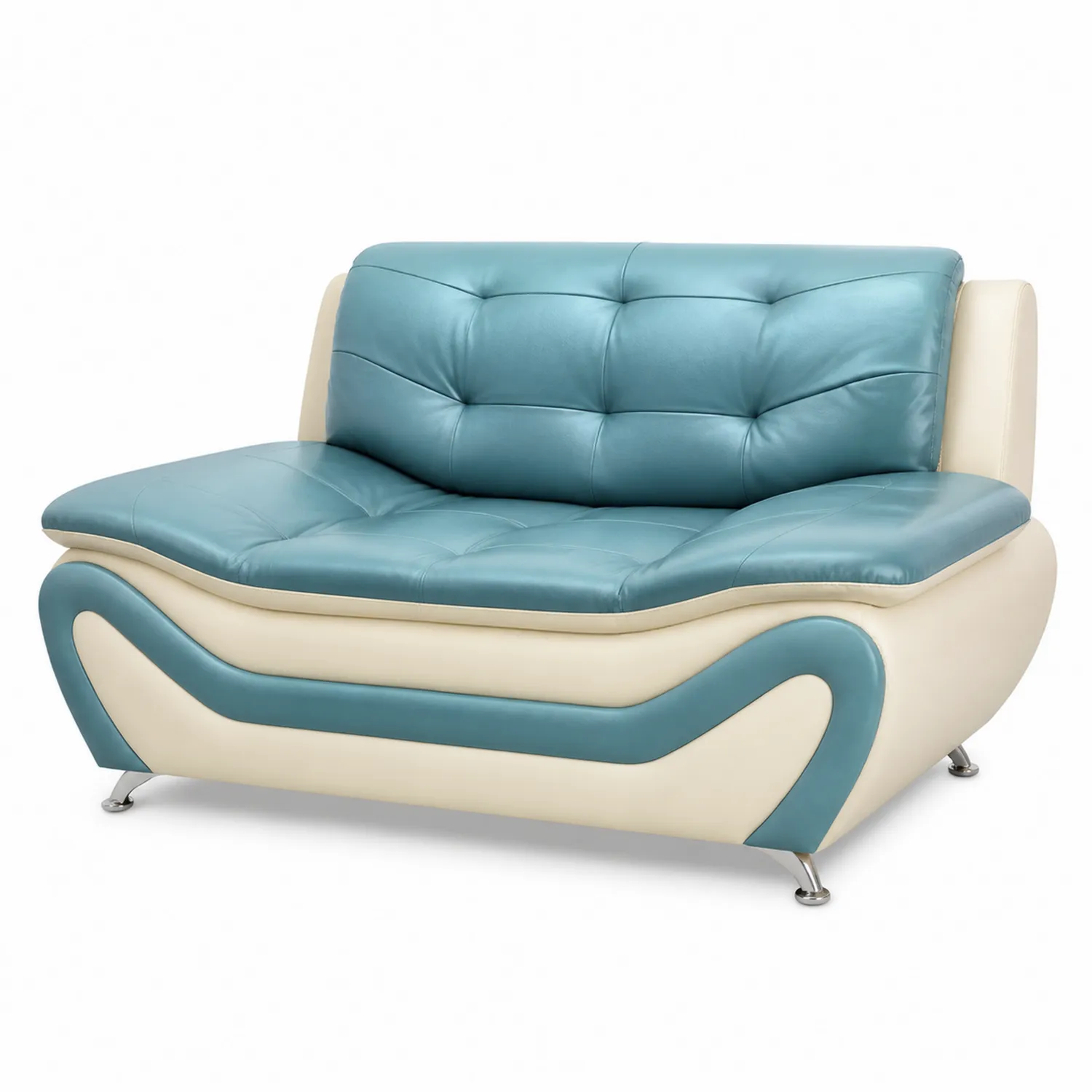 2-Sitzer Sofa PU-Leder Blau/Creme
