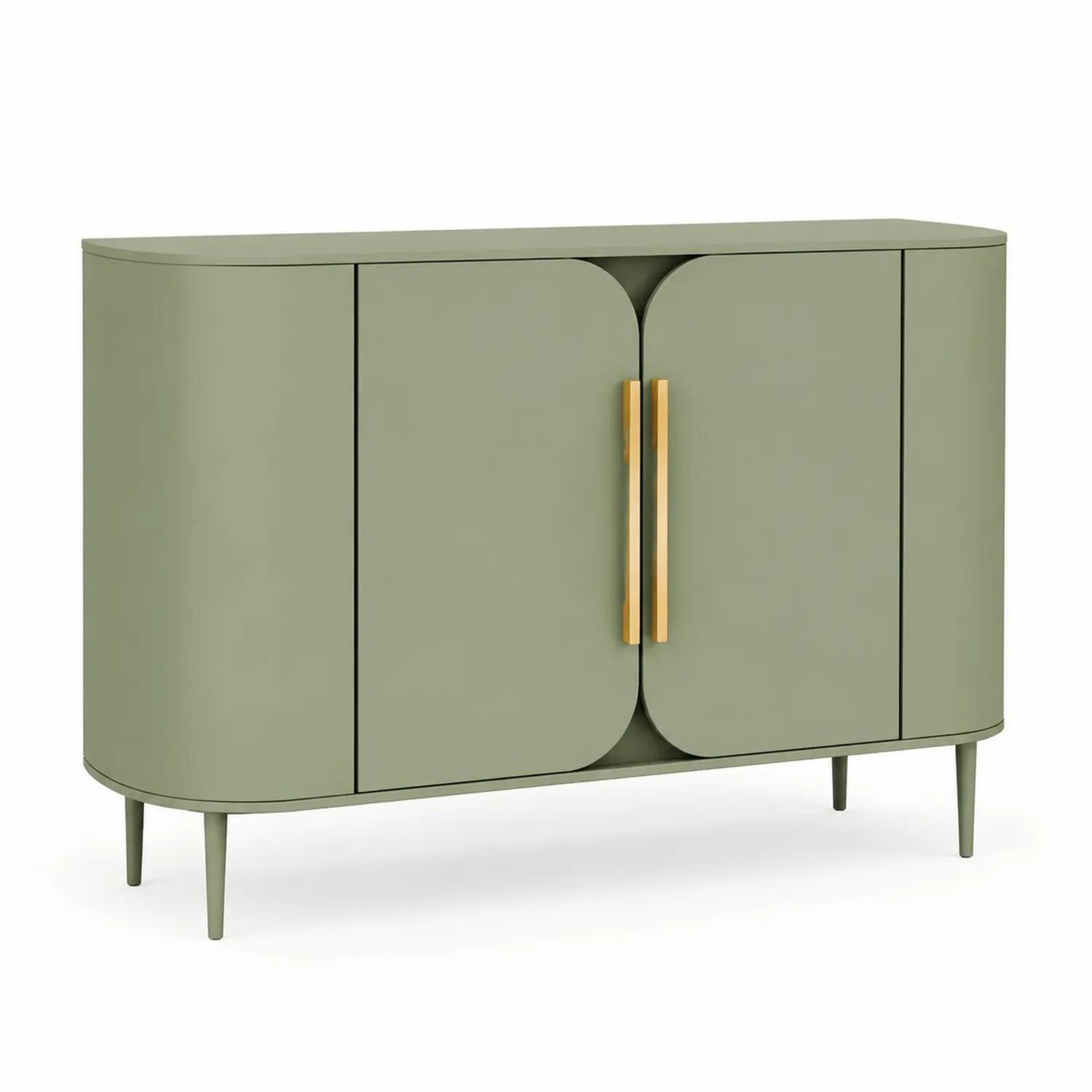 Grüne Kommode aus MDF mit Metallgriffen 120cm x 40cm x 80cm