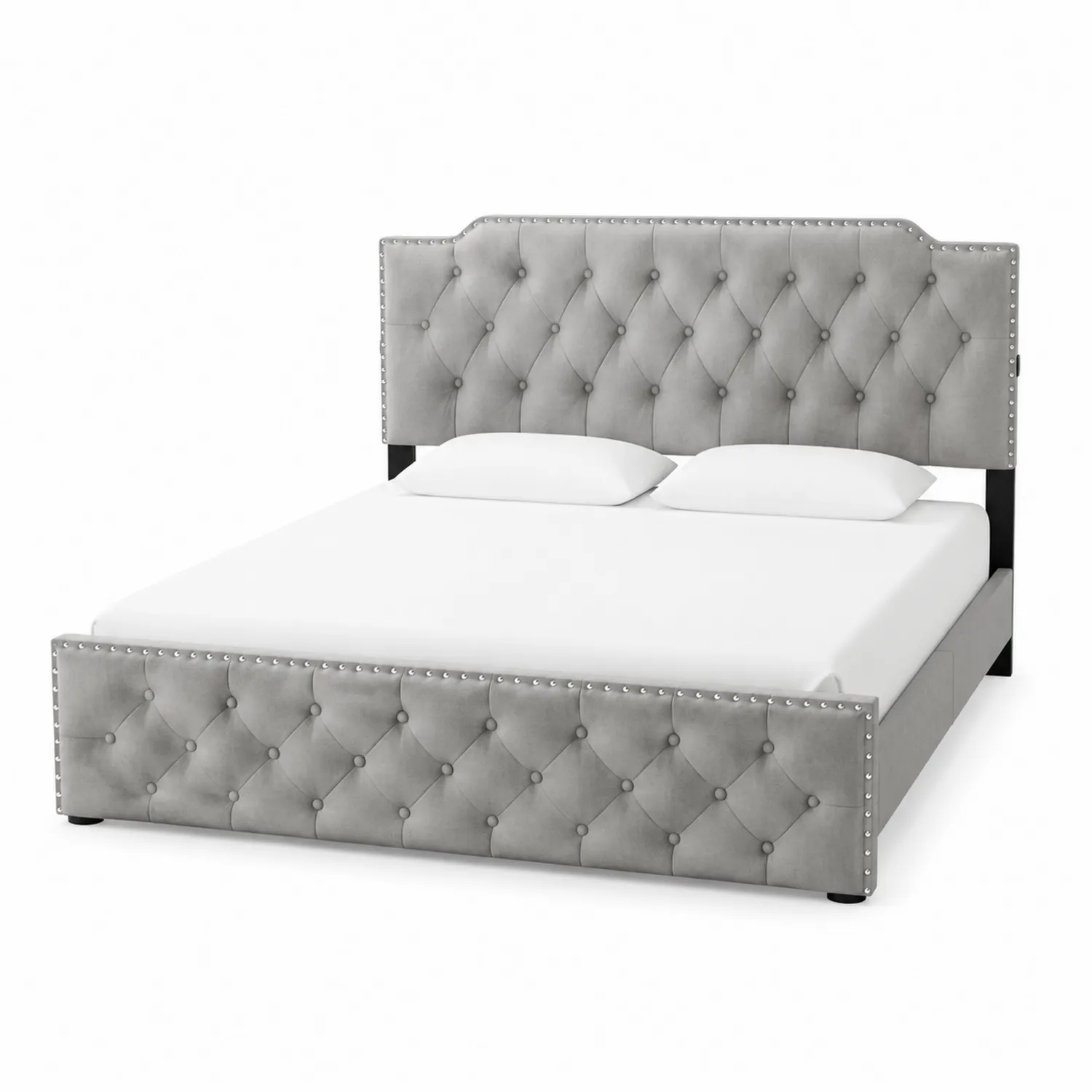 Bett Grau Samt 200x180 cm