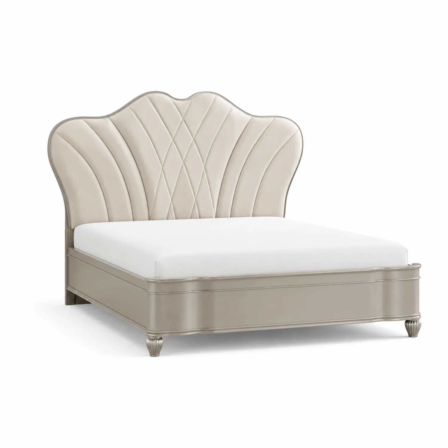 Doppelbett mit Kunstleder Kopfteil Beige 180x200 cm