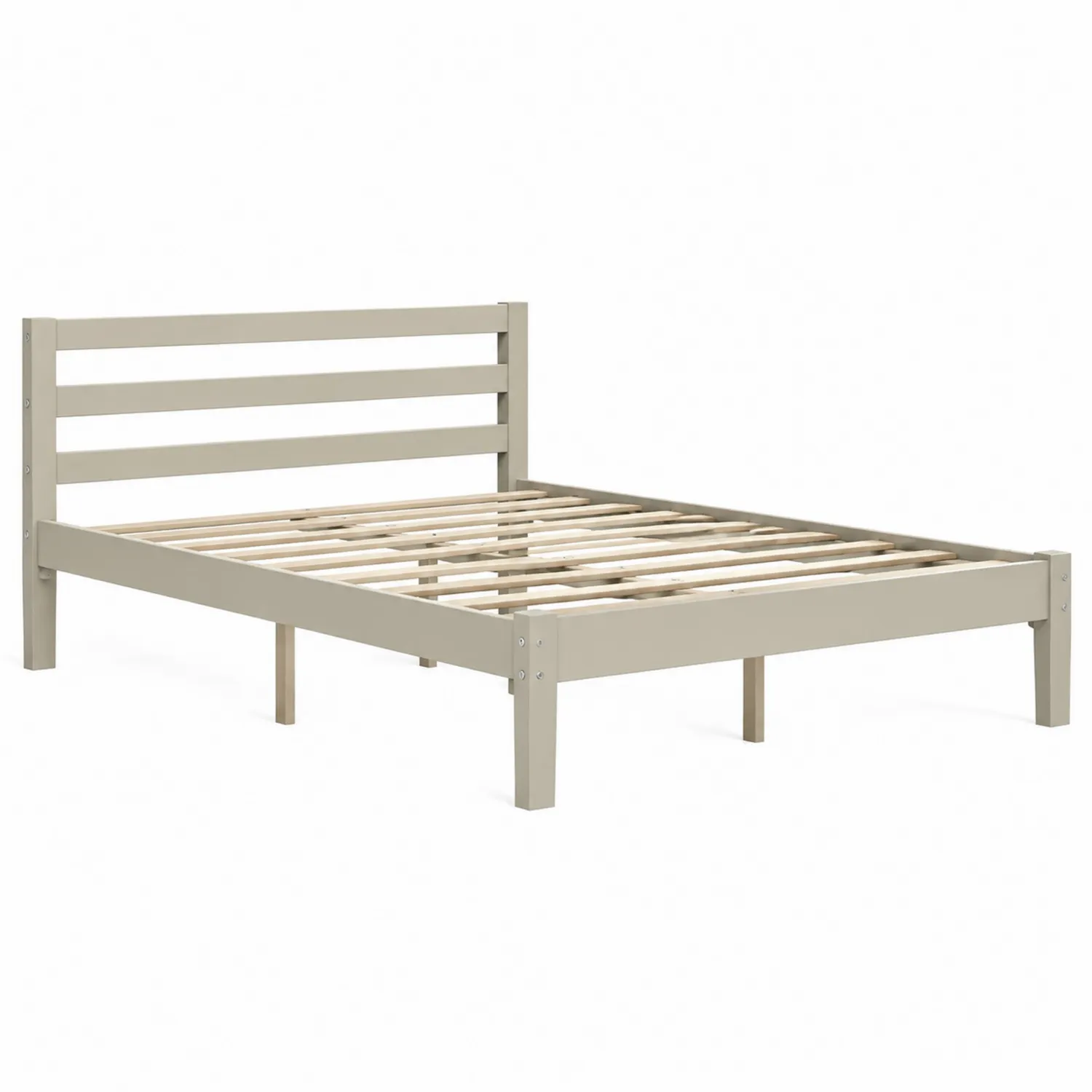 Holzbettgestell Kiefer Holz Hellgrau 200x150x35 cm
