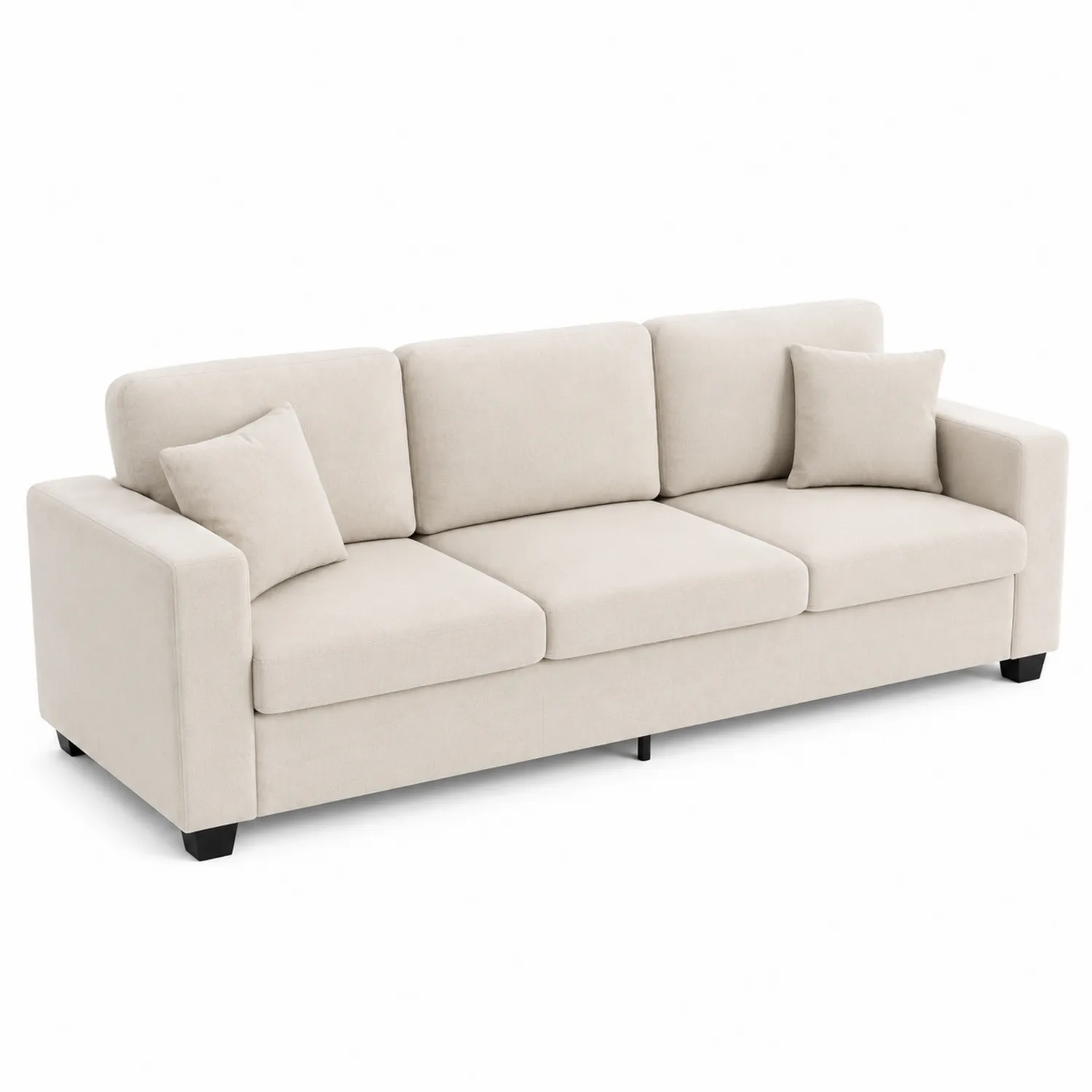 3-Sitzer Sofa Beige Mikrofaser Holzrahmen
