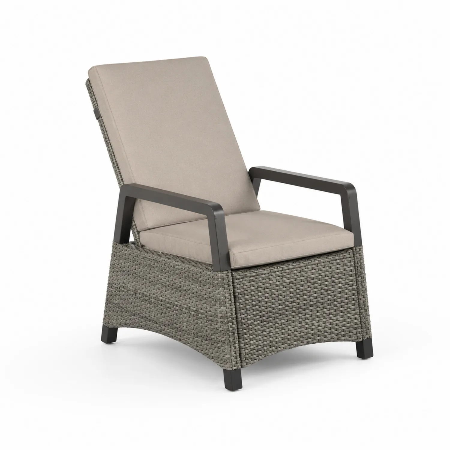 Gartenstuhl Hochlehner Aluminium PE-Rattan Beige Grau