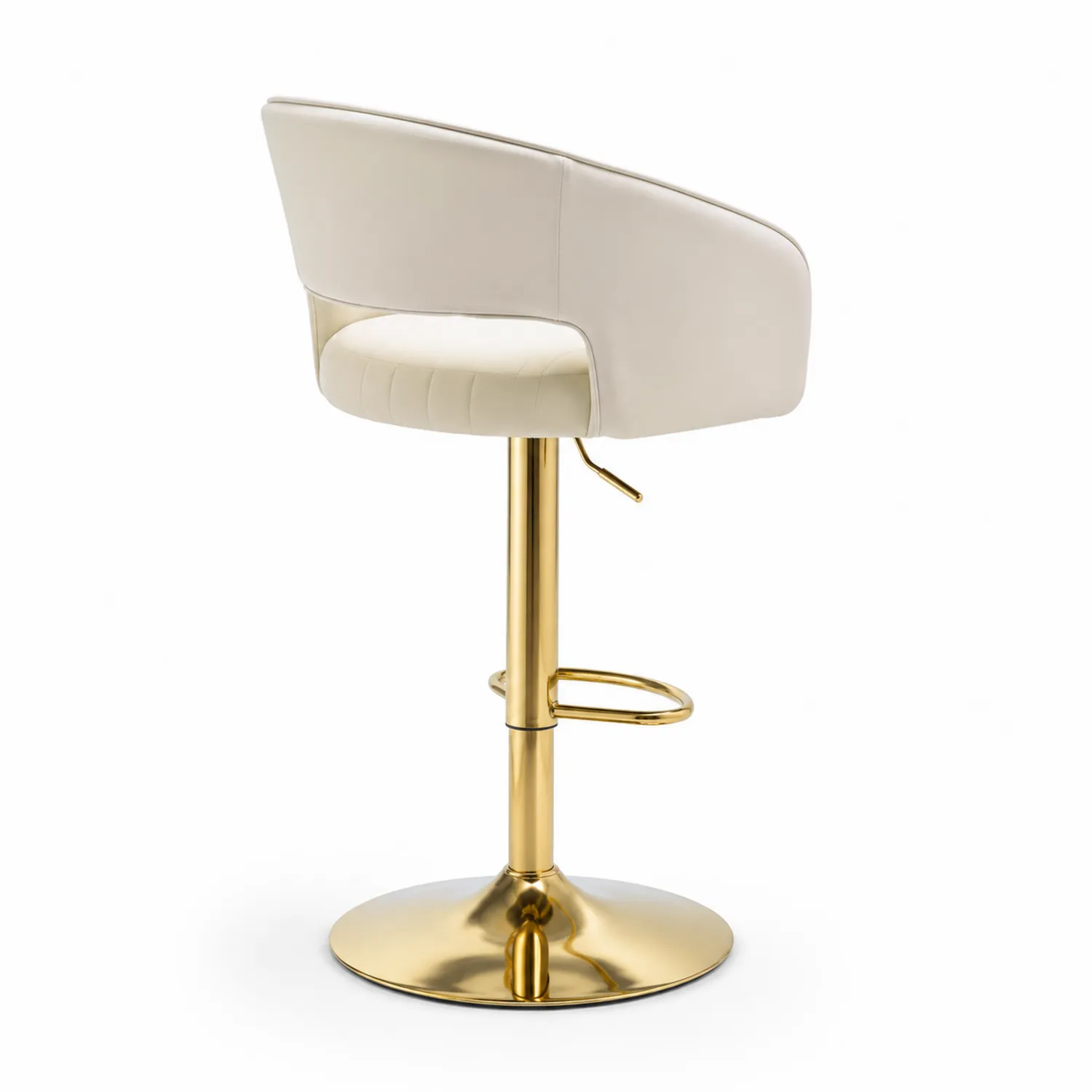 Barhocker Kunstleder Metallgestell Cremeweiß/Gold