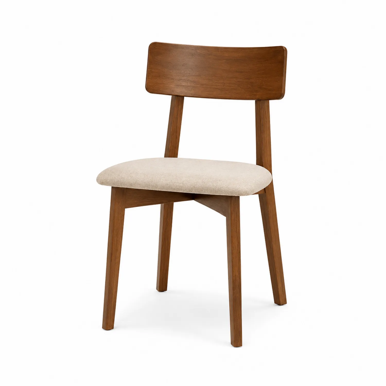 Esszimmerstuhl Massivholz mit Polyesterbezug Braun/Beige