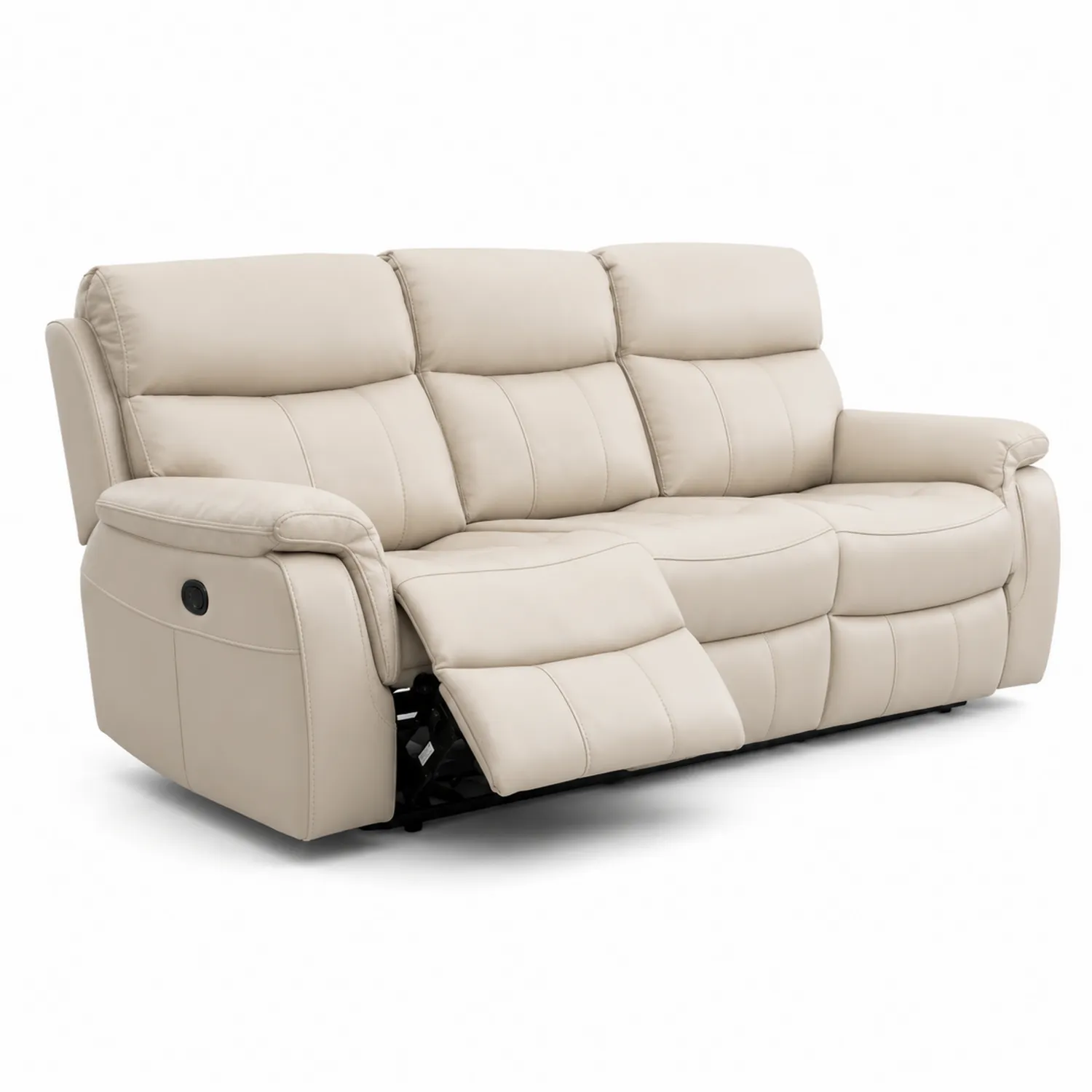 3-Sitzer Sofa Kunstleder Beige mit Liegefunktion