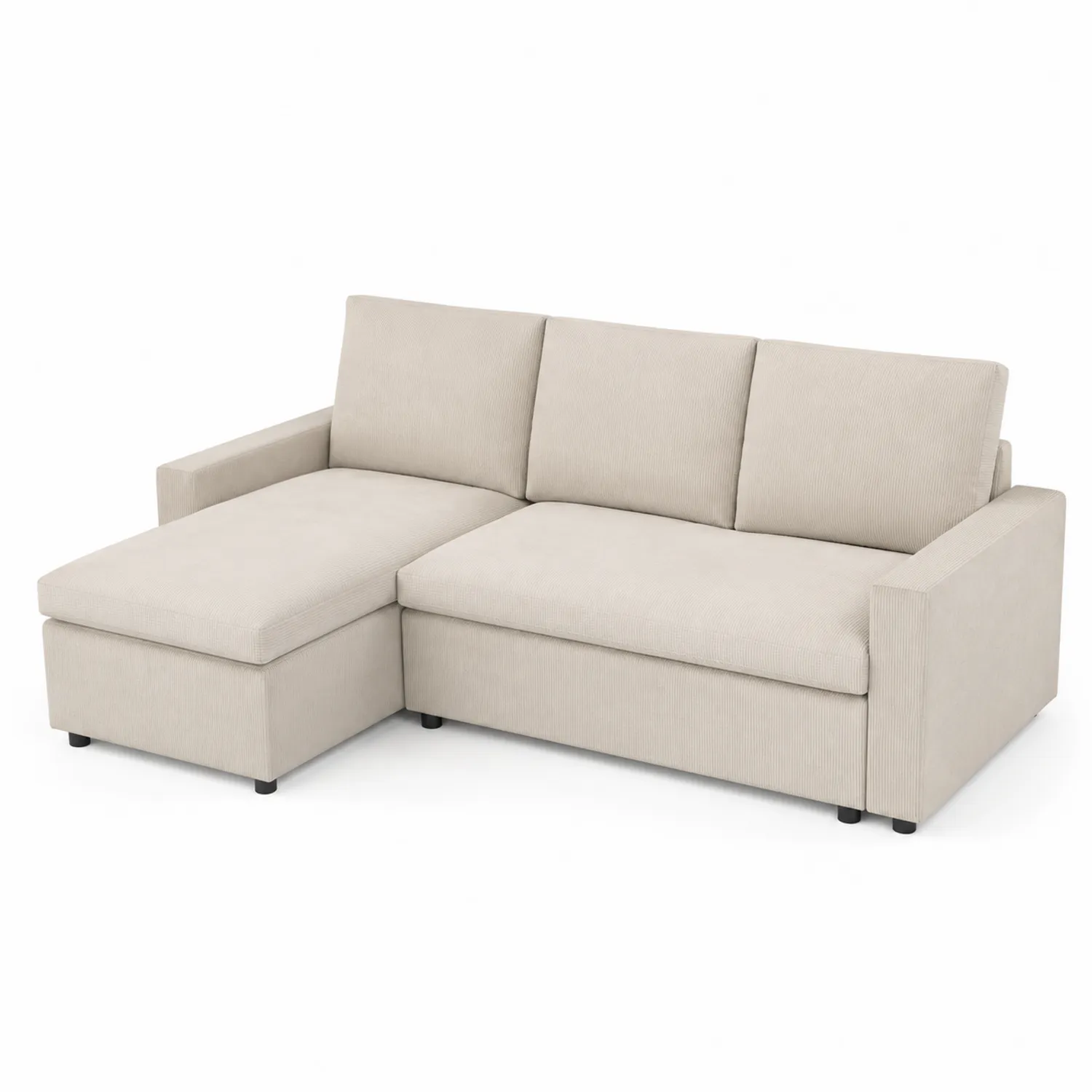 Narożna sofa z tkaniny beżowa