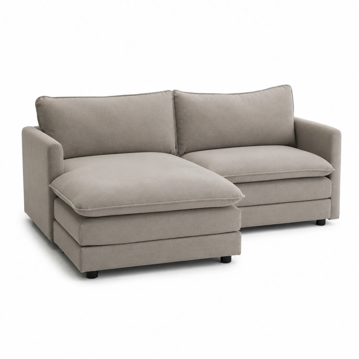 Sofa narożna poliester beżowy 210x145x85 cm