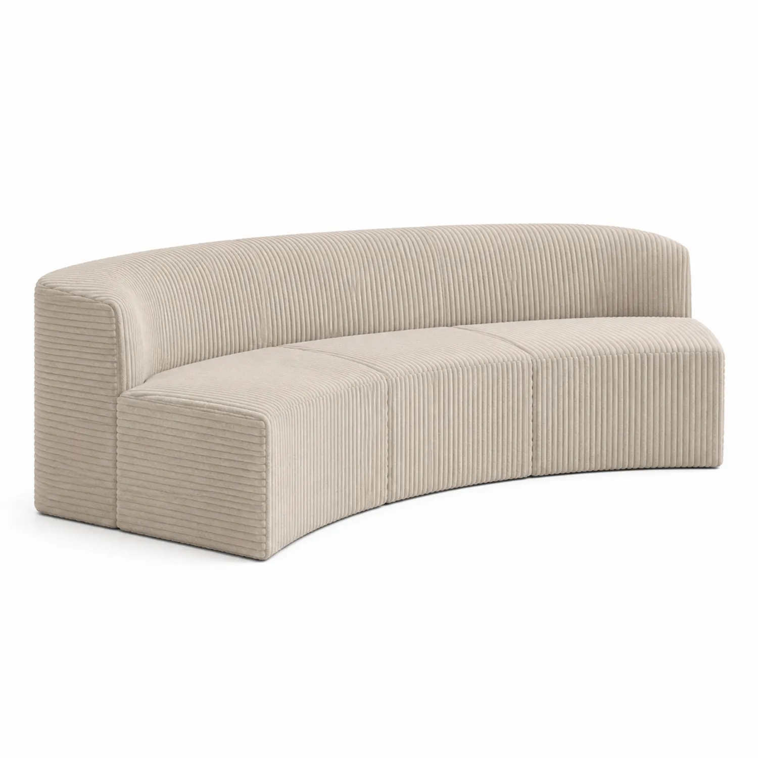 Sofa półokrągła sztruksowa beżowa 250x100x80 cm